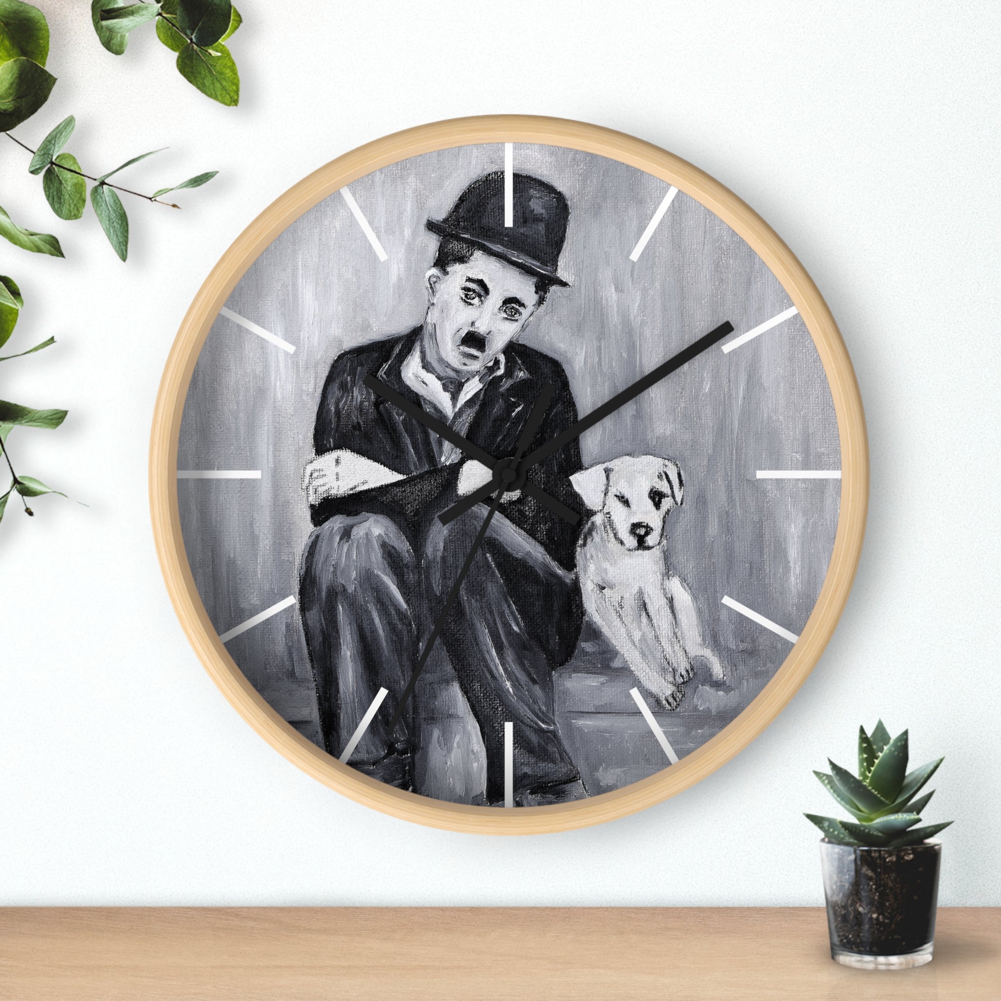 Charlie Chaplin Art Wall Clock — Vintage Silent Film Poster Style