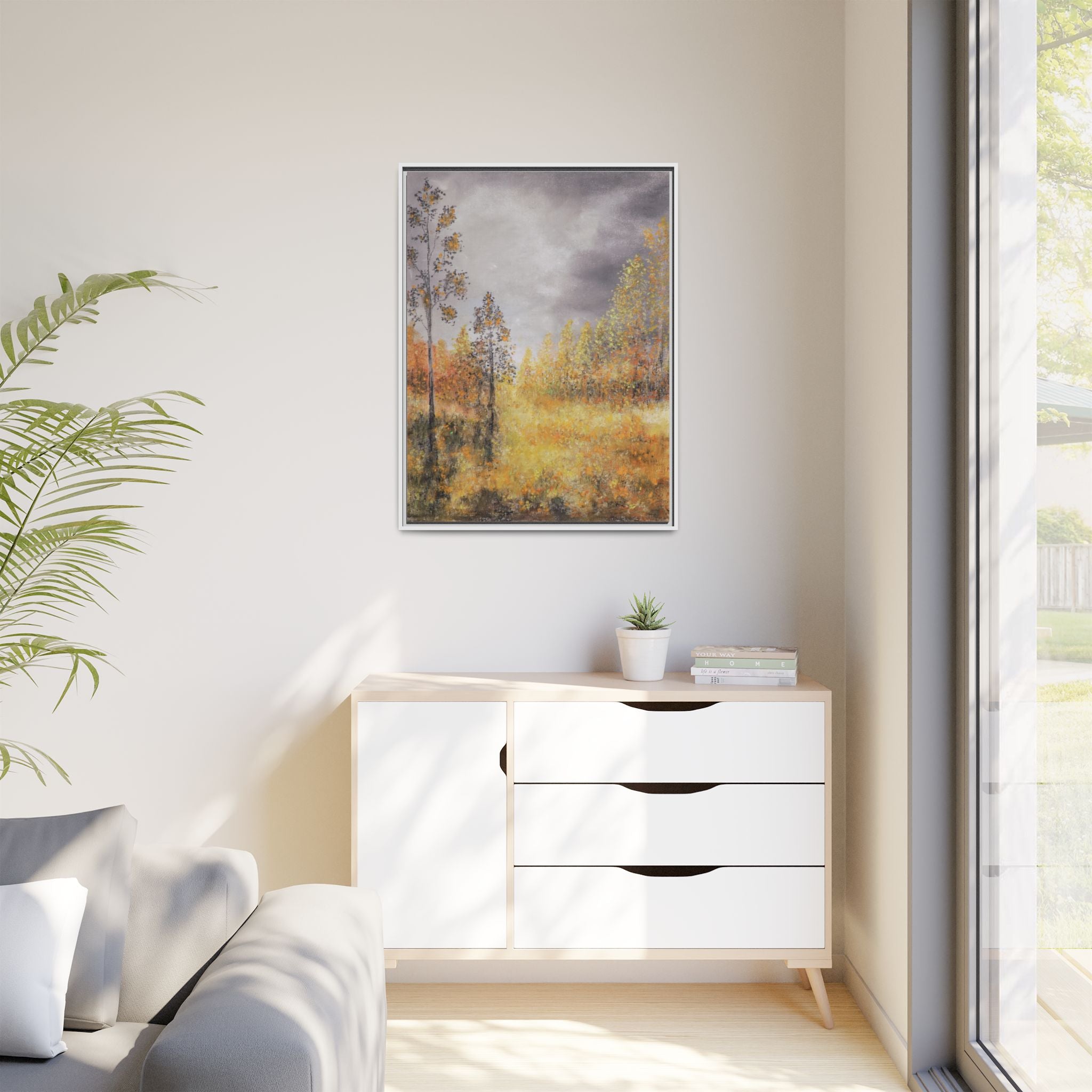 Autumn Meadow - Framed Autumn Landscape Canvas Print
