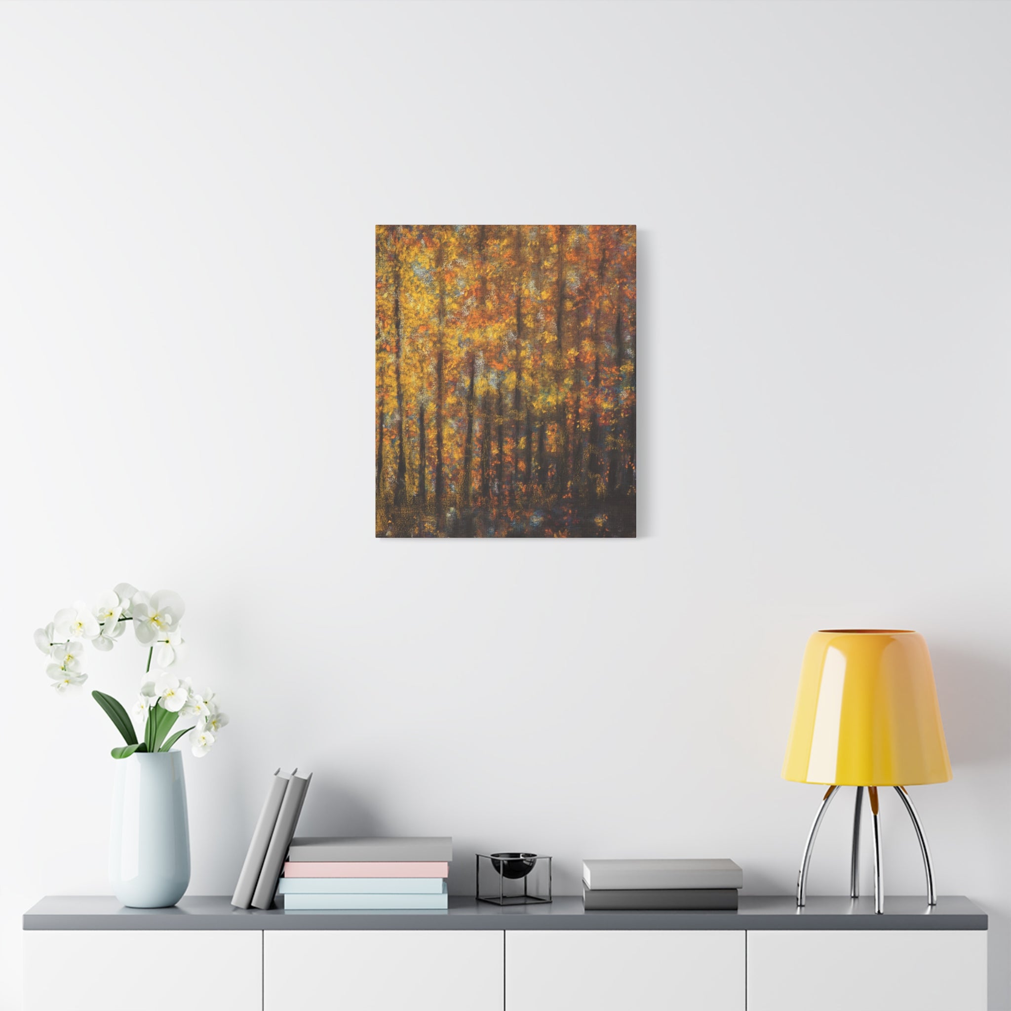 Autumn Forest Matte Canvas Wall Art – Golden Fall Trees