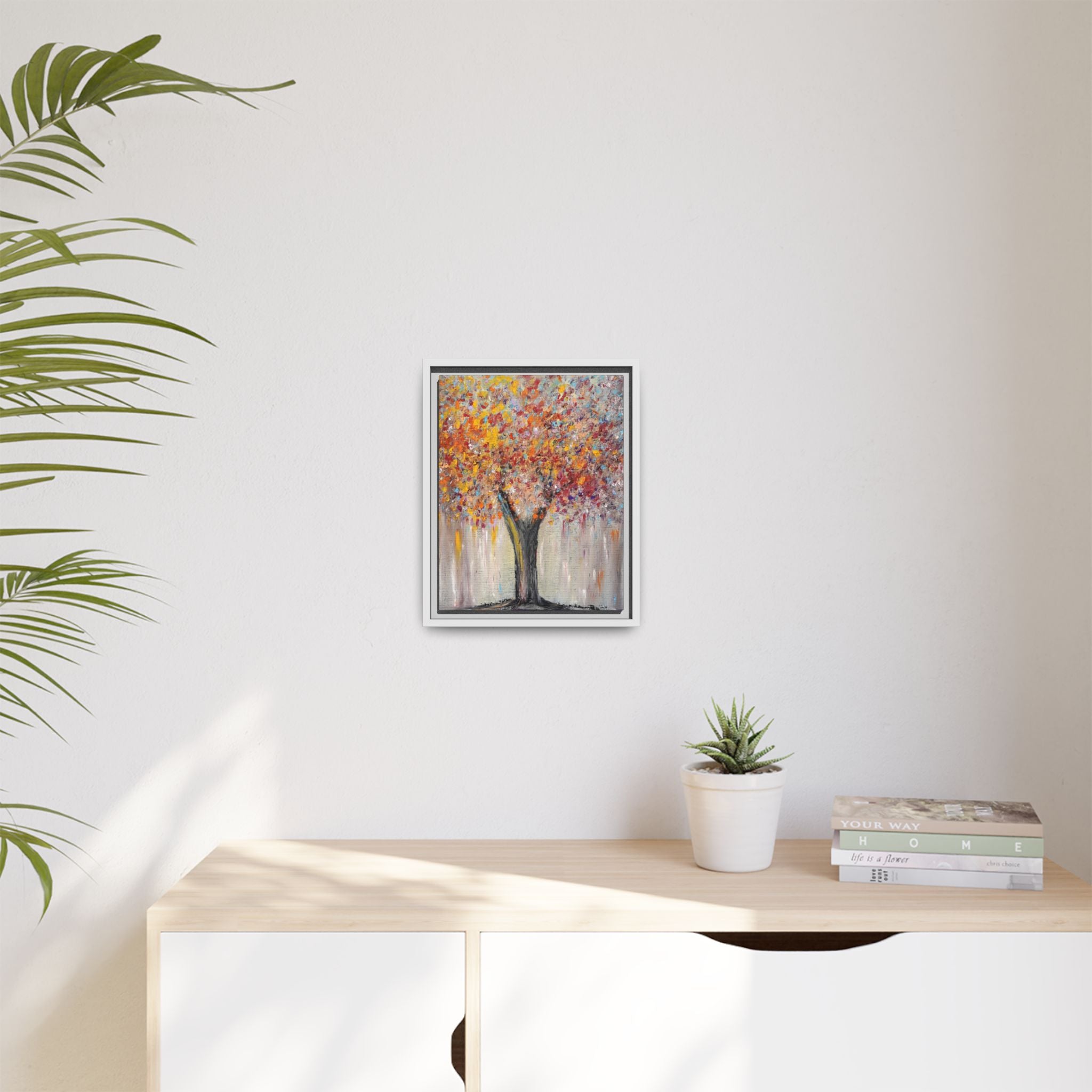Framed Matte Canvas - Colorful Abstract Tree Wall Art