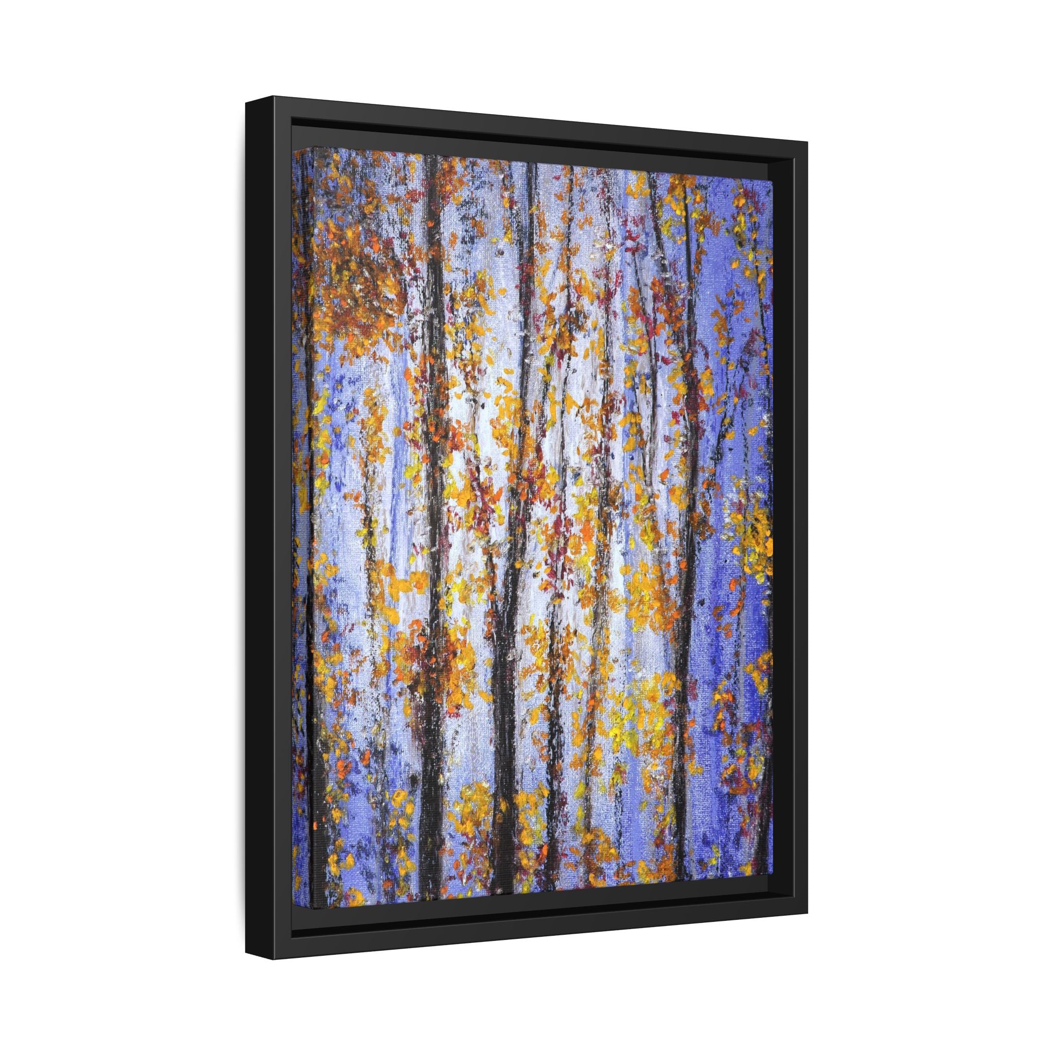 Framed Matte Canvas Art – Autumn Aspen Trees Wall Print