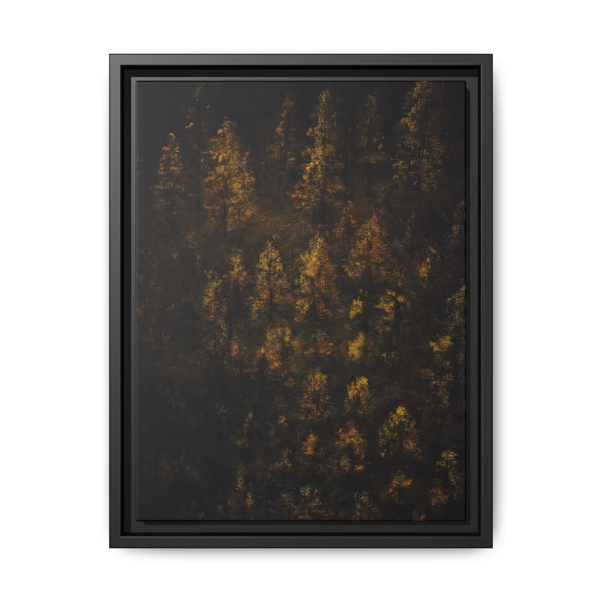 Framed Matte Canvas Forest Print — Golden Autumn Trees Wall Art