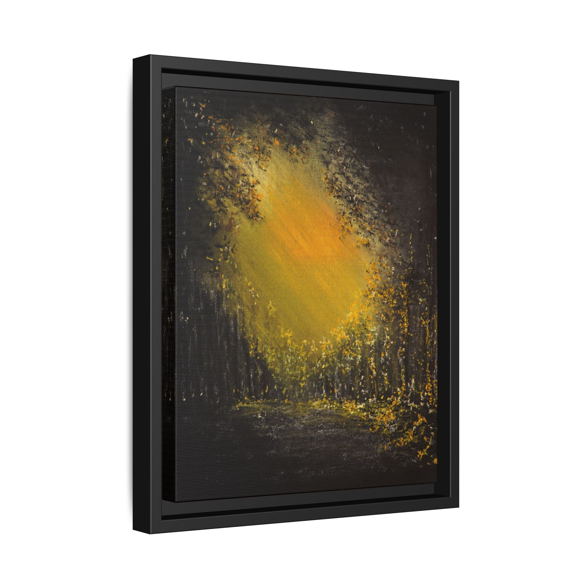Framed Matte Canvas Wall Art — Golden Forest Glow