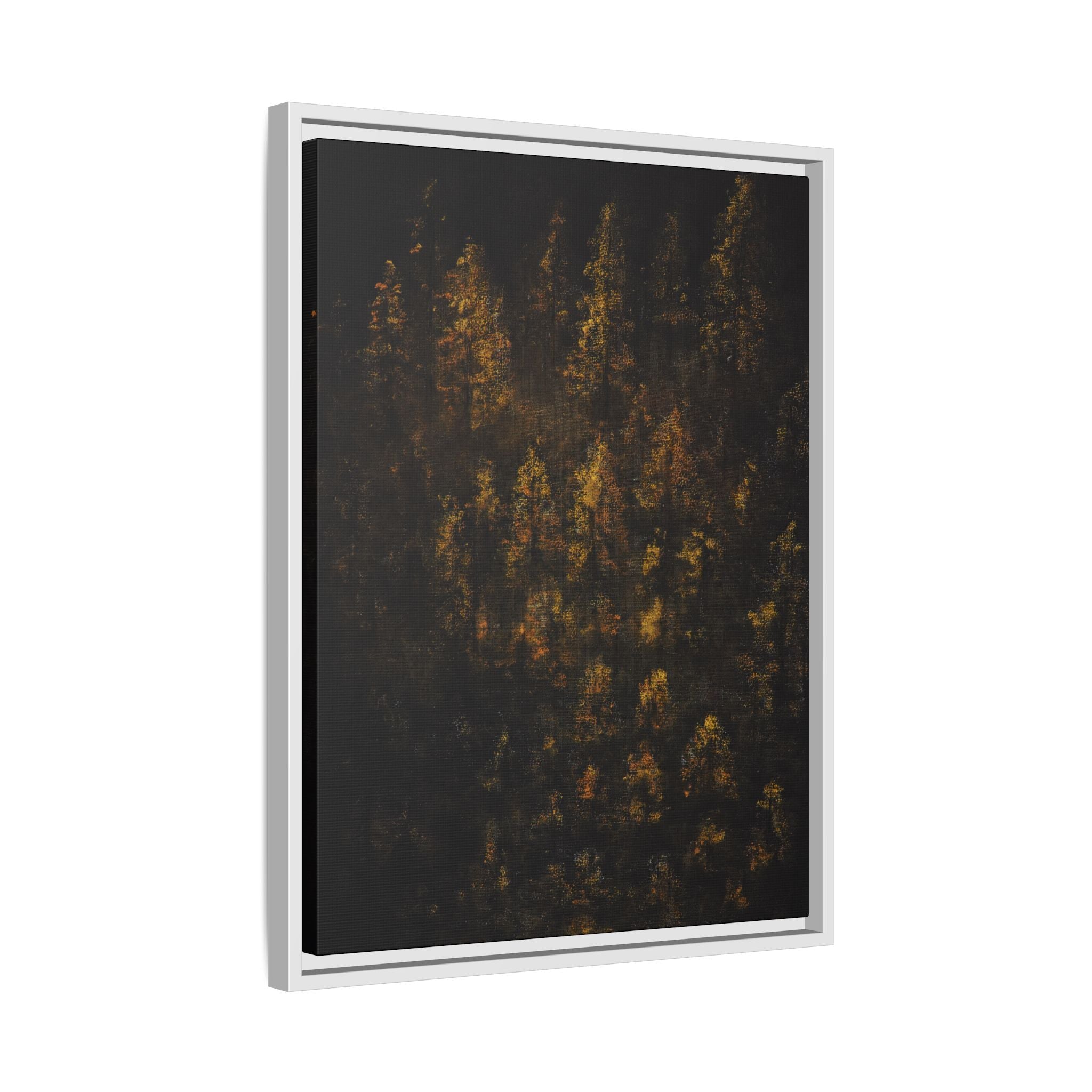 Framed Matte Canvas Forest Print — Golden Autumn Trees Wall Art