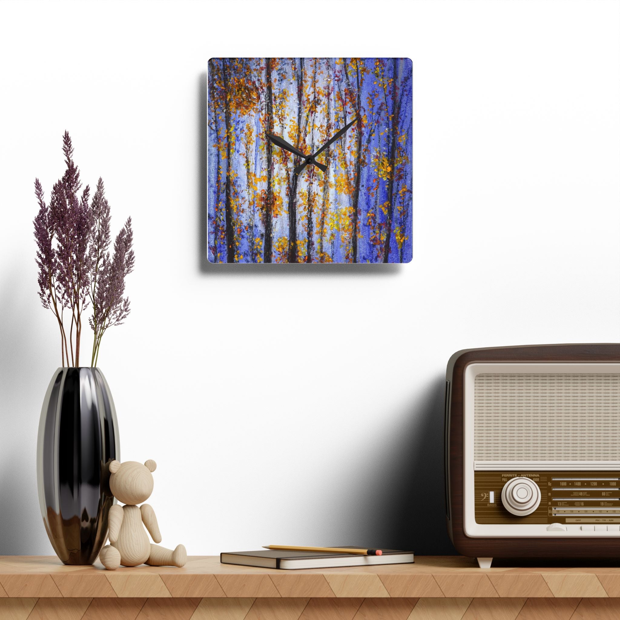 Acrylic Wall Clock — Autumn Aspen Forest Art Clock (Round)
