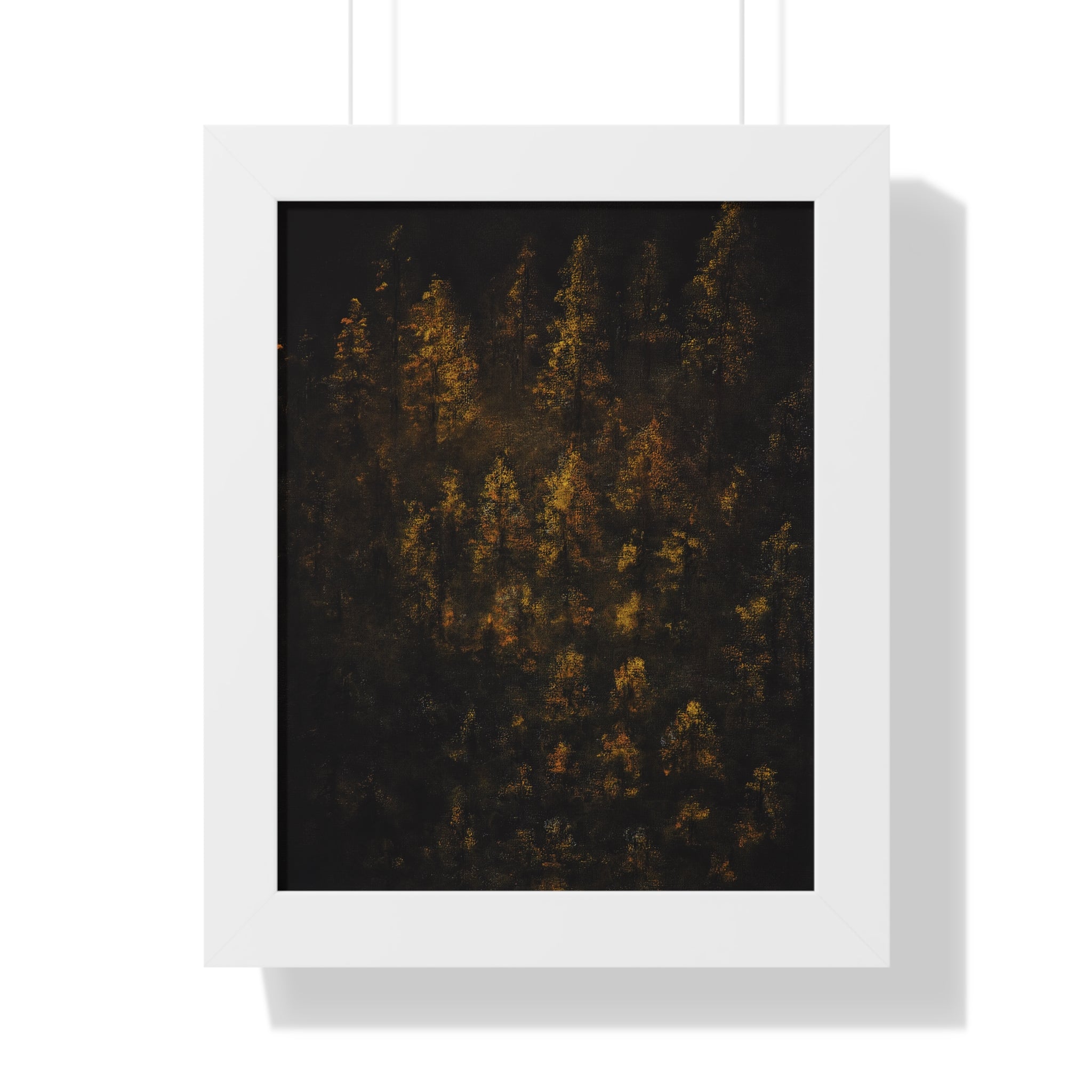 Framed Poster — Moody Golden Forest Wall Art (Vertical)
