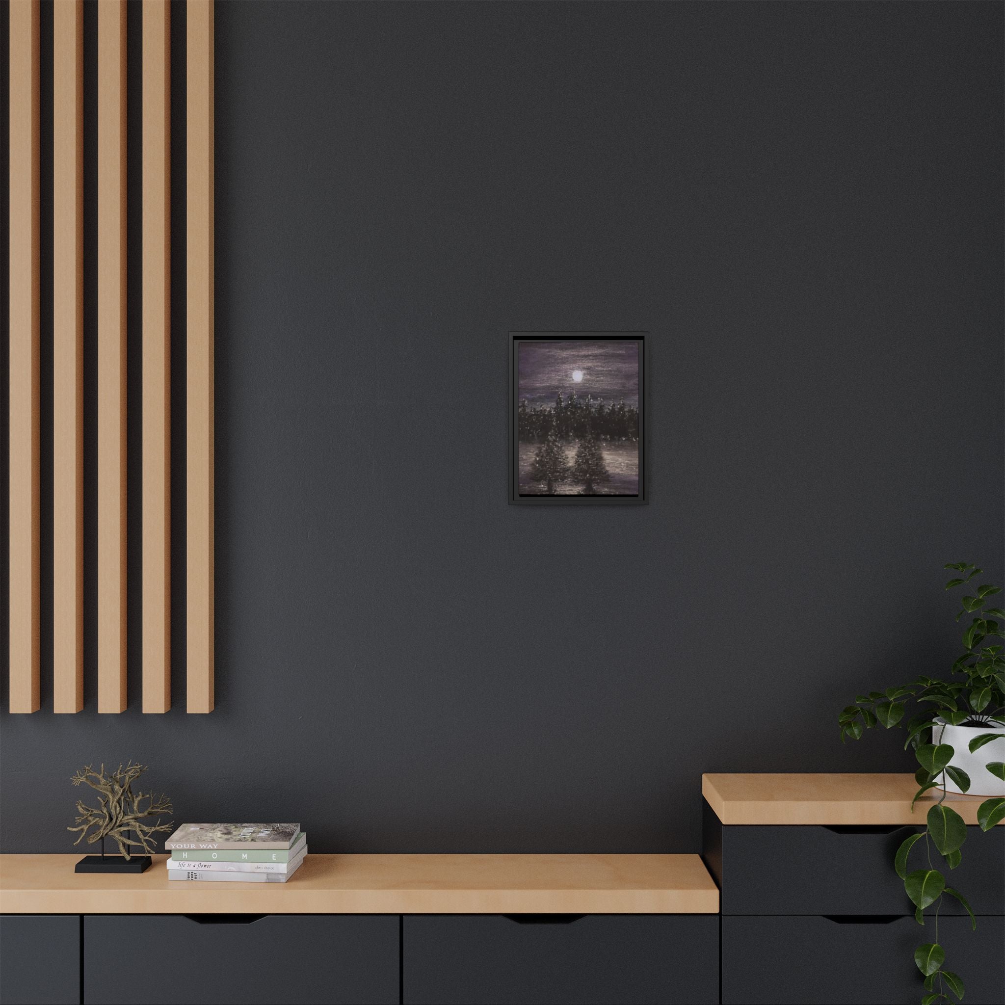 Moonlit Forest Matte Canvas Print — Framed Wall Art