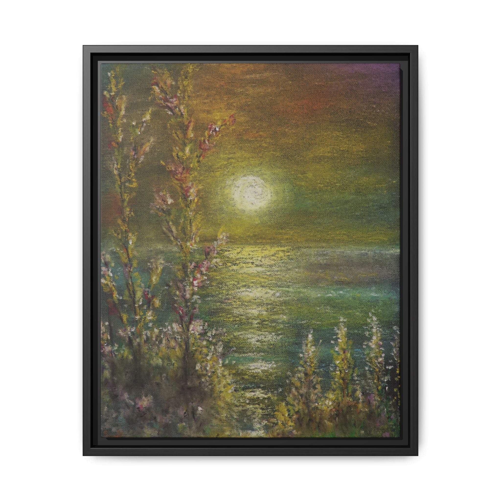 Framed Matte Canvas Print — Tranquil Moonlit Seascape