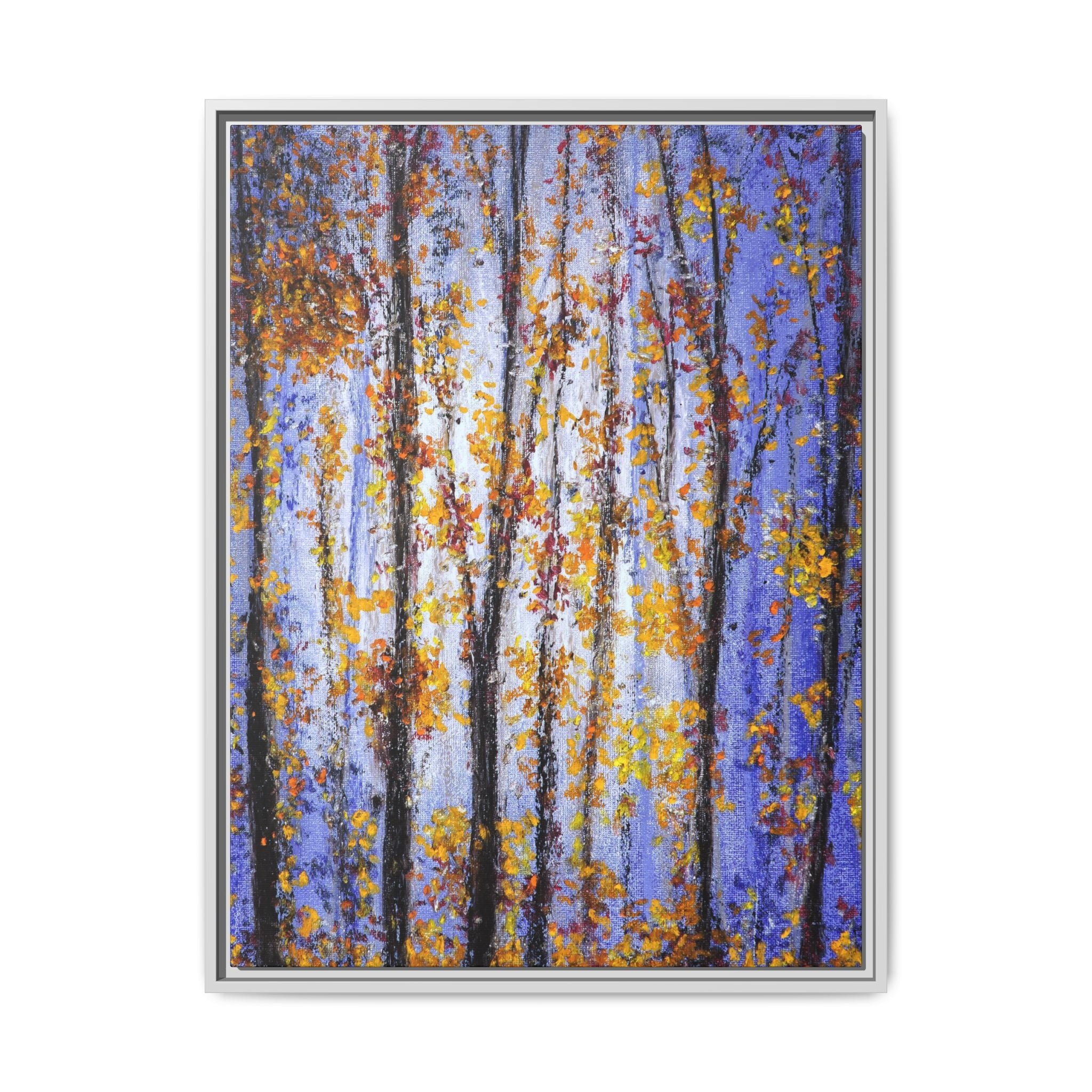 Framed Matte Canvas Art – Autumn Aspen Trees Wall Print