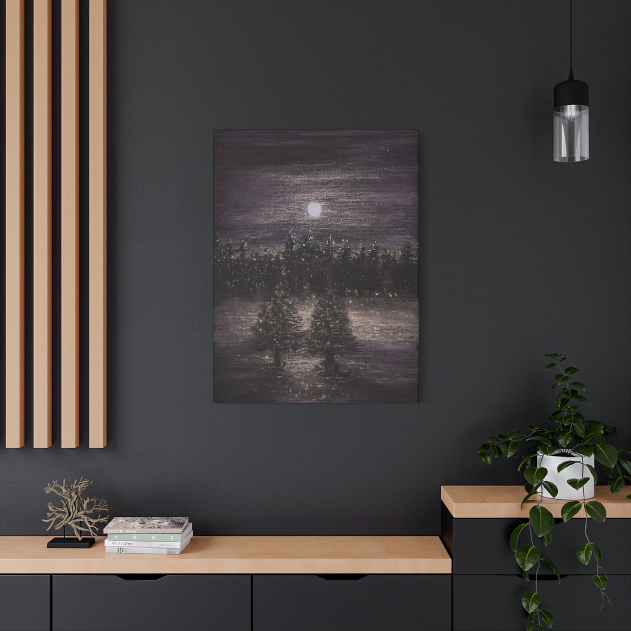 Moonlit Forest Canvas Print — Matte Stretched Wall Art