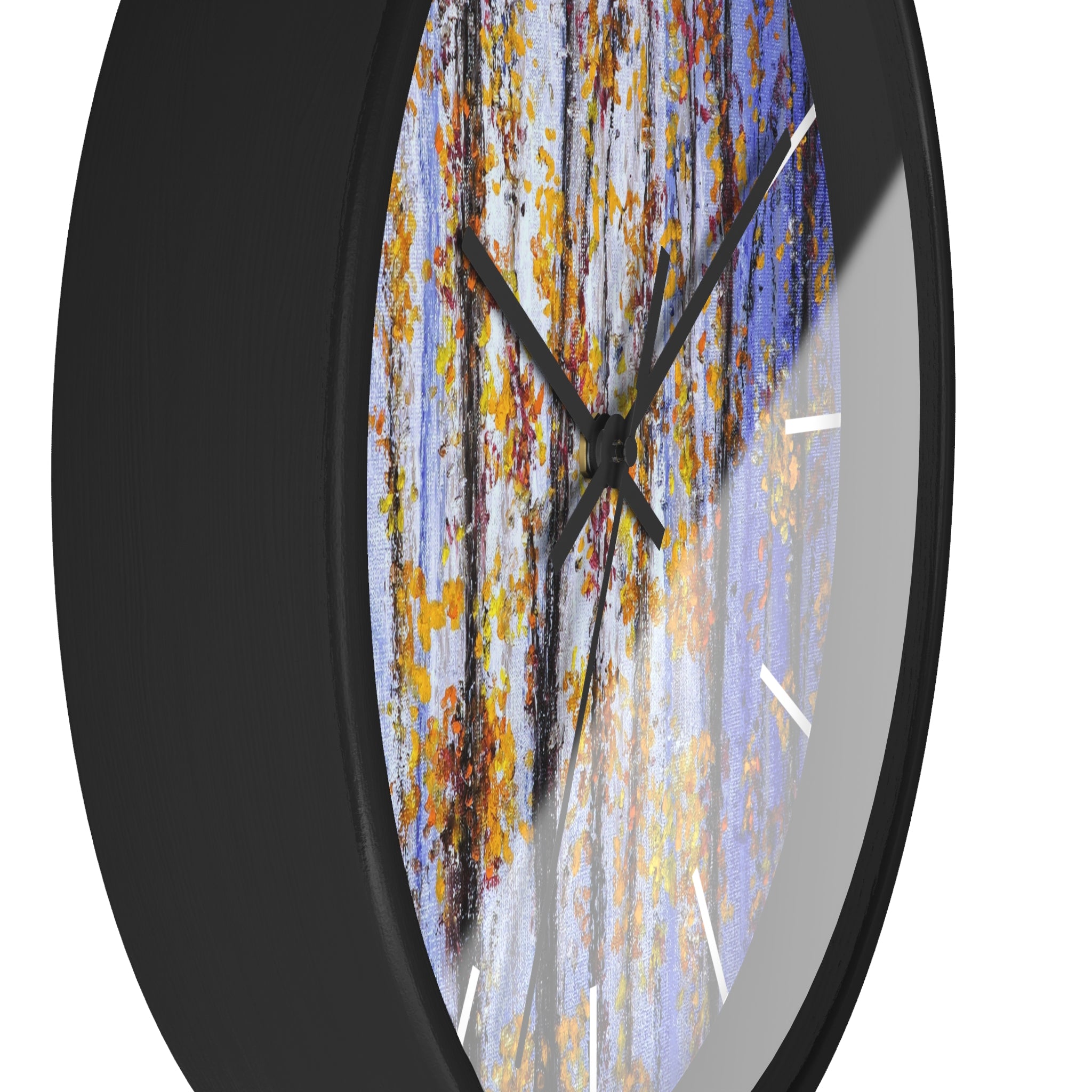 Autumn Aspen Wall Clock — Forest Birch Trees Fall Leaves Decorative Clock