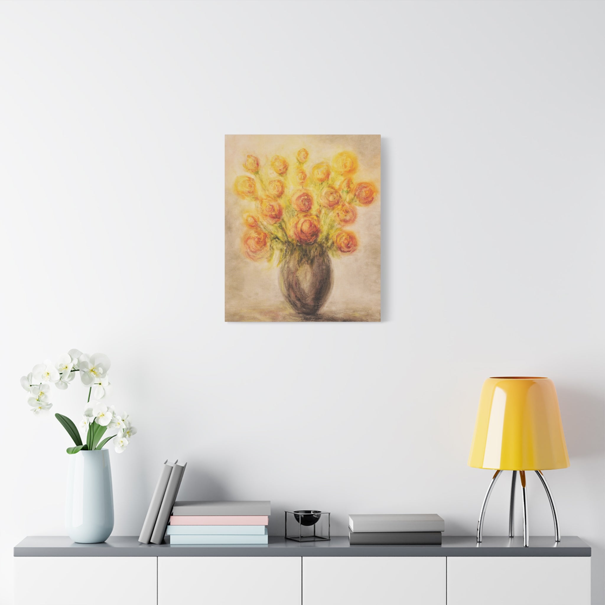 Matte Canvas Print - Golden Rose Bouquet Wall Art (Stretched 1.25")