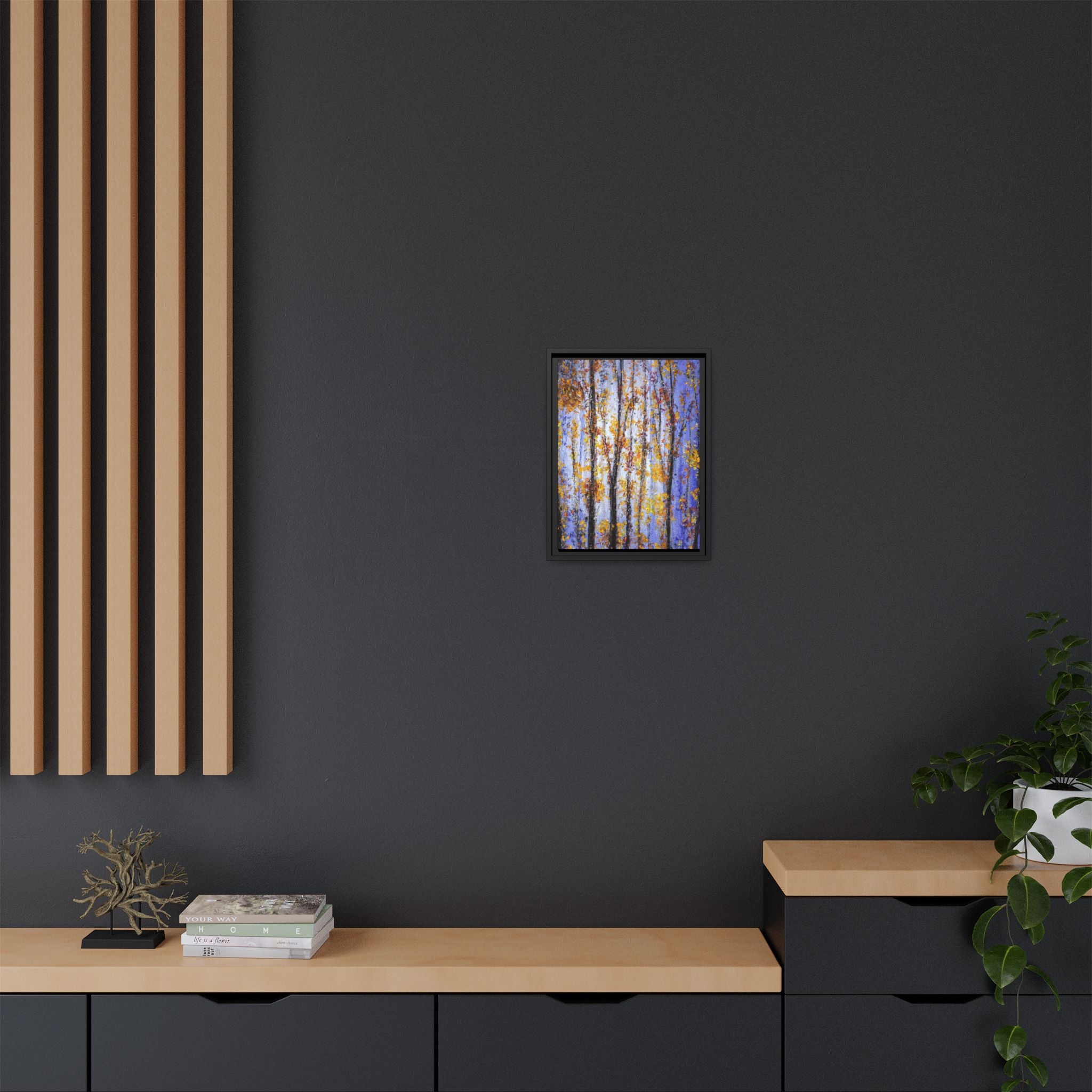 Framed Matte Canvas Art – Autumn Aspen Trees Wall Print