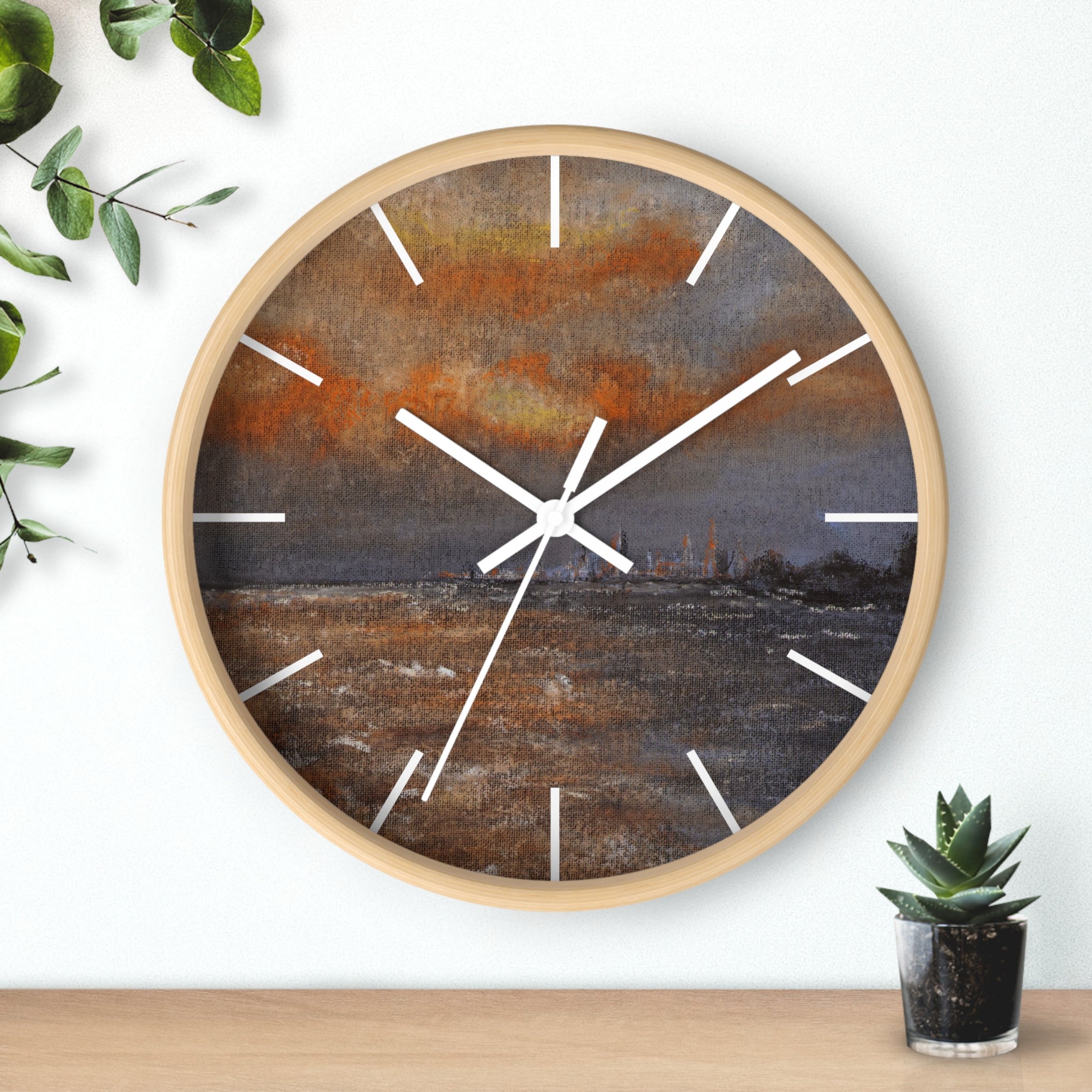 Coastal Sunset Wall Clock — Moody Seascape Timepiece
