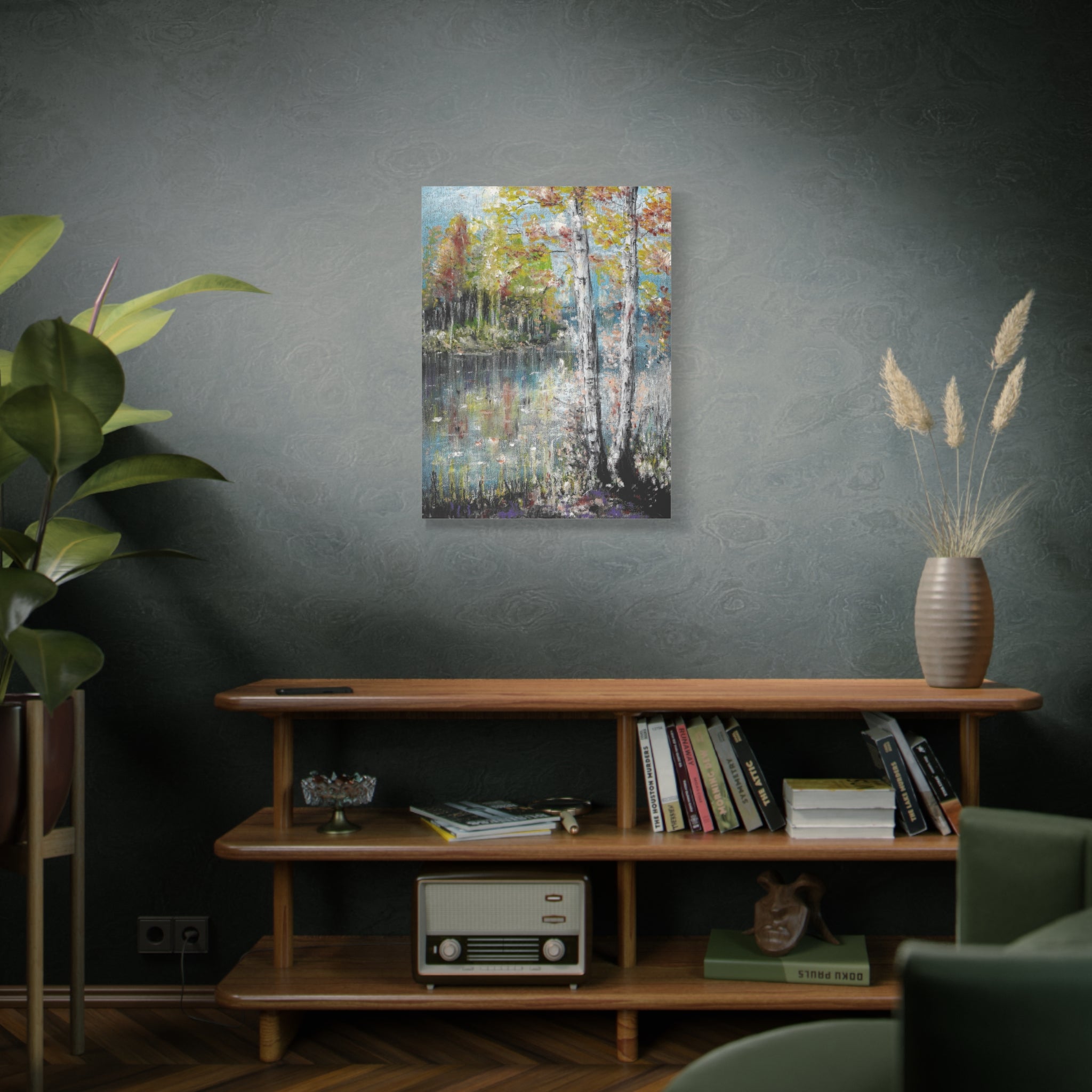 Trees by the Lake – Matte Stretched Canvas Wall Art