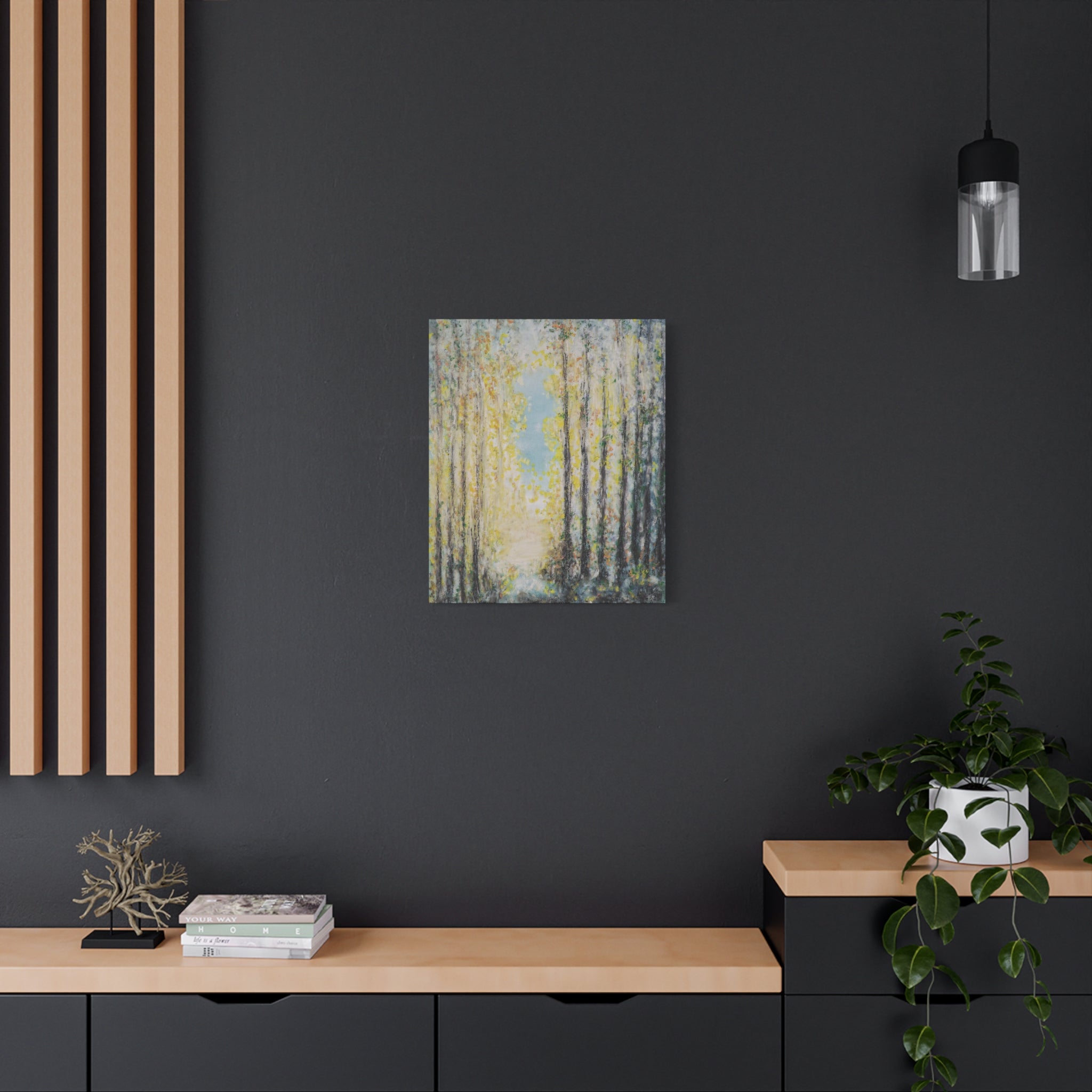 Forest Light Matte Canvas Print — Tranquil Birch Tree Wall Art