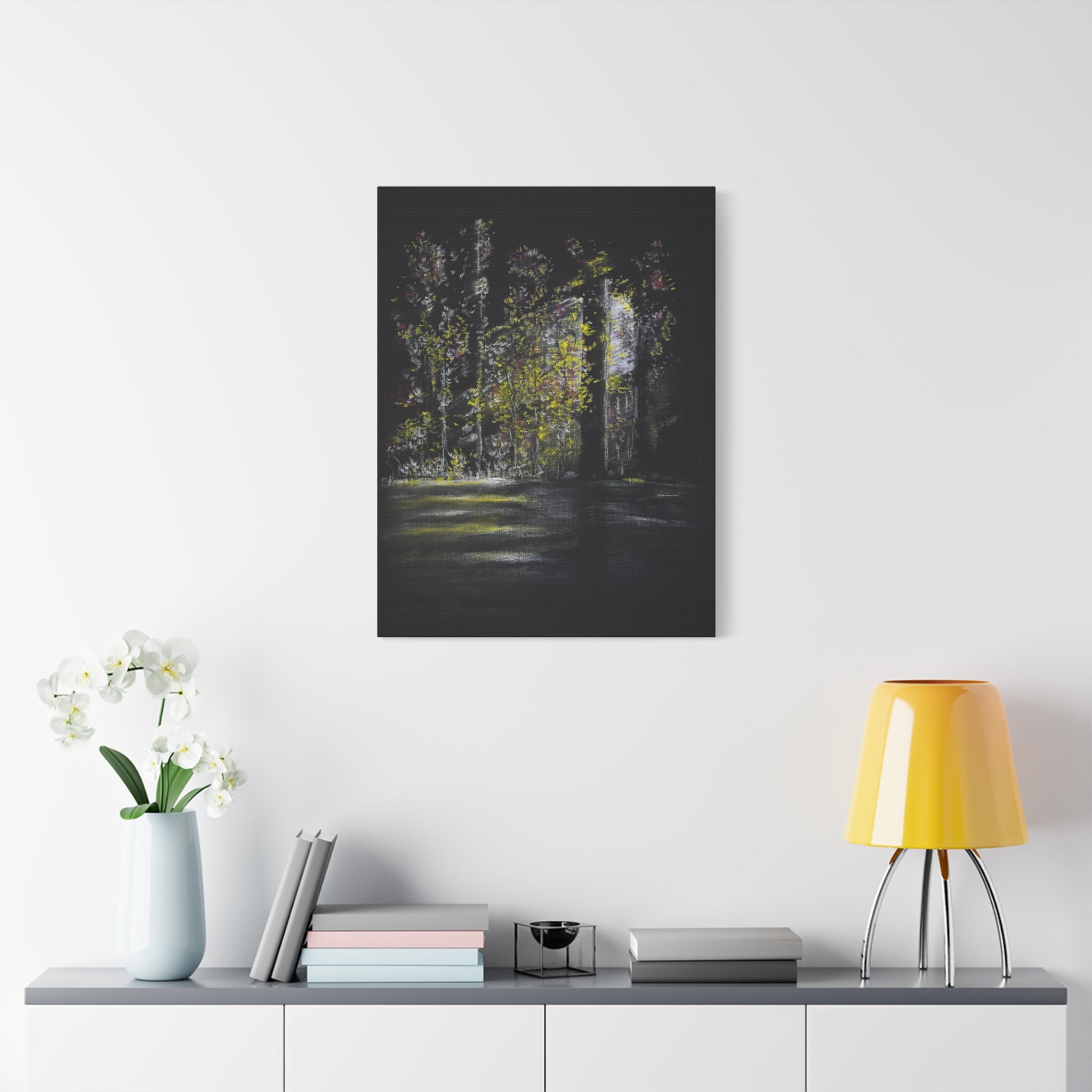 Matte Canvas - Moonlit Forest Landscape Stretched Art Print