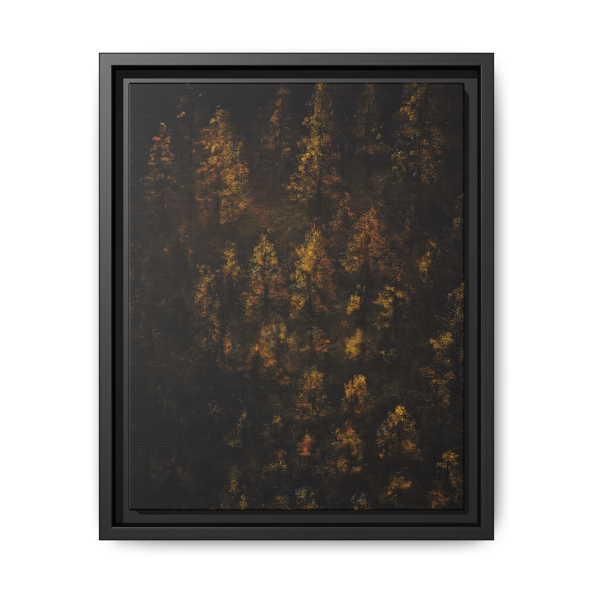 Framed Matte Canvas Forest Print — Golden Autumn Trees Wall Art