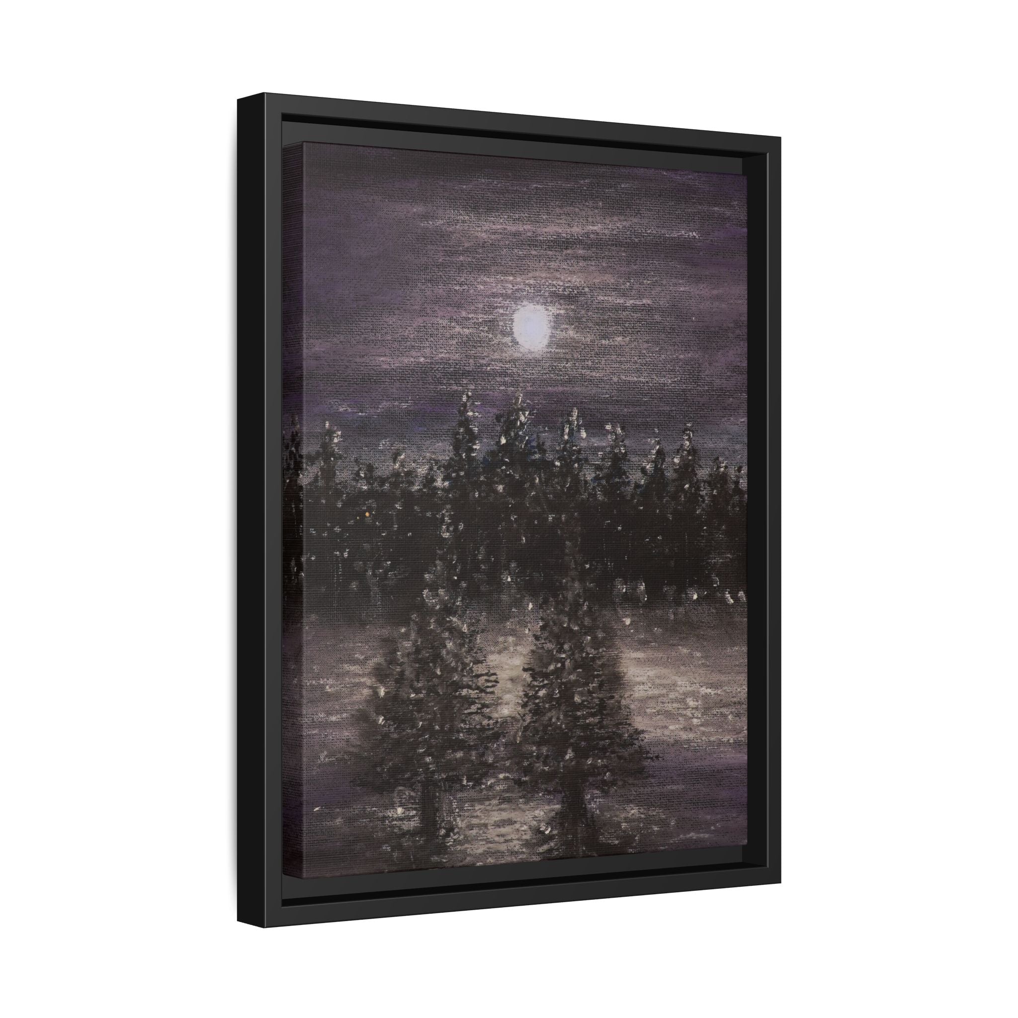 Moonlit Forest Matte Canvas Print — Framed Wall Art