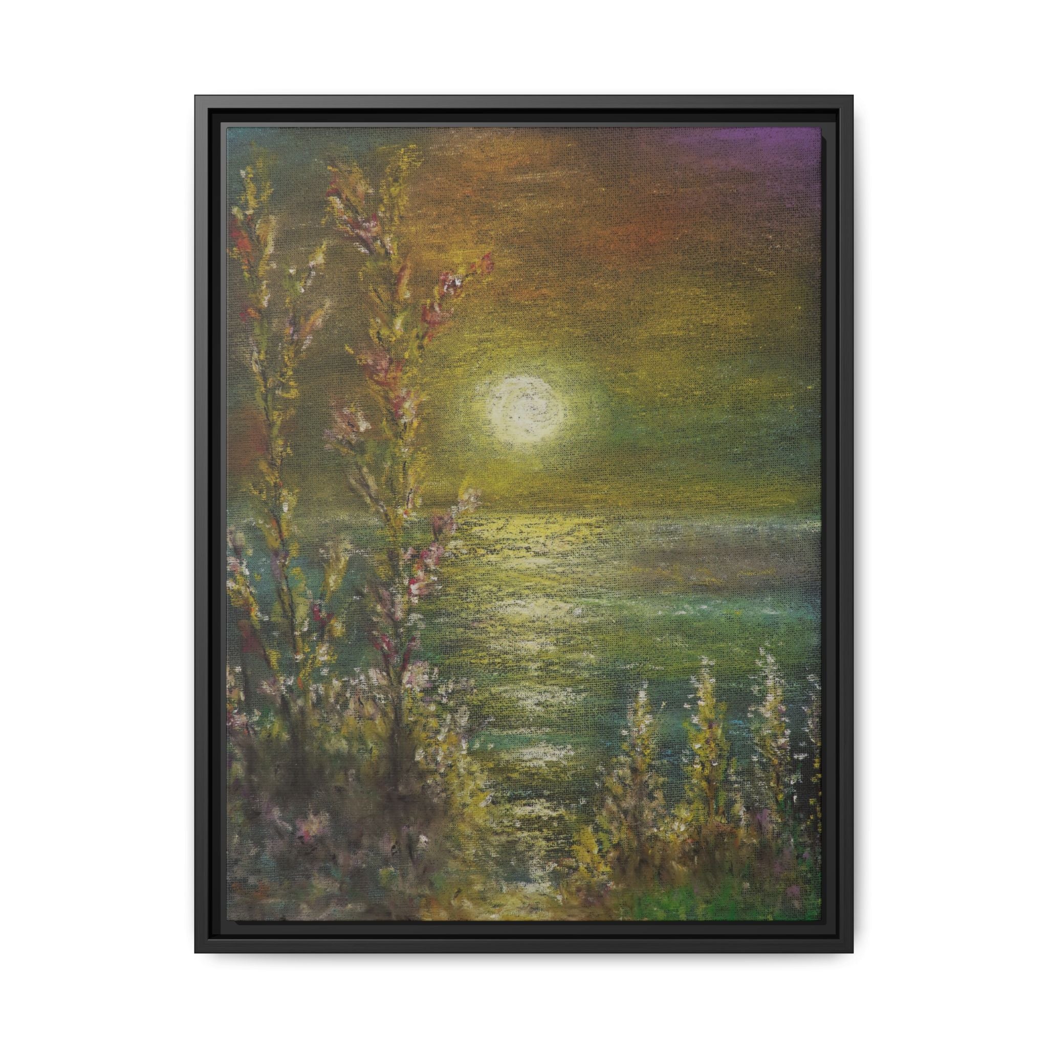 Framed Matte Canvas Print — Tranquil Moonlit Seascape