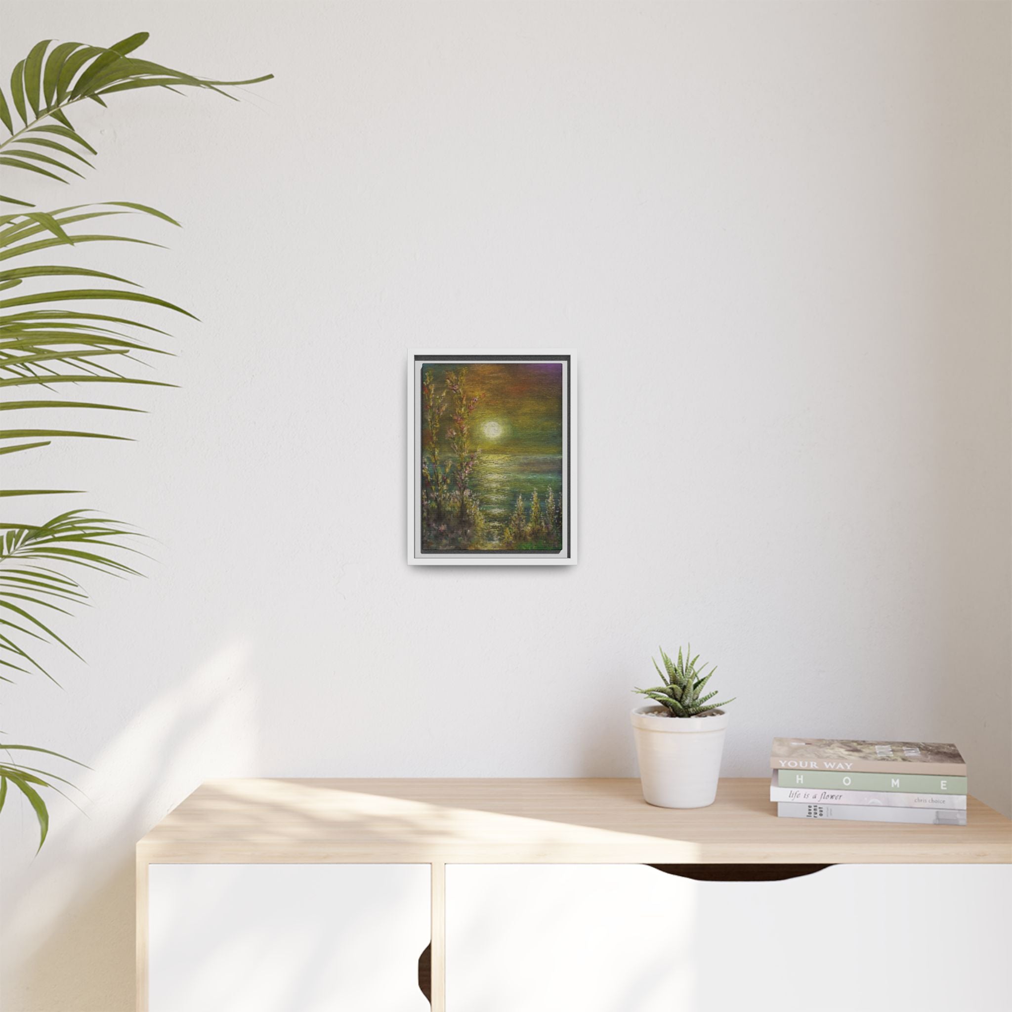 Framed Matte Canvas Print — Tranquil Moonlit Seascape