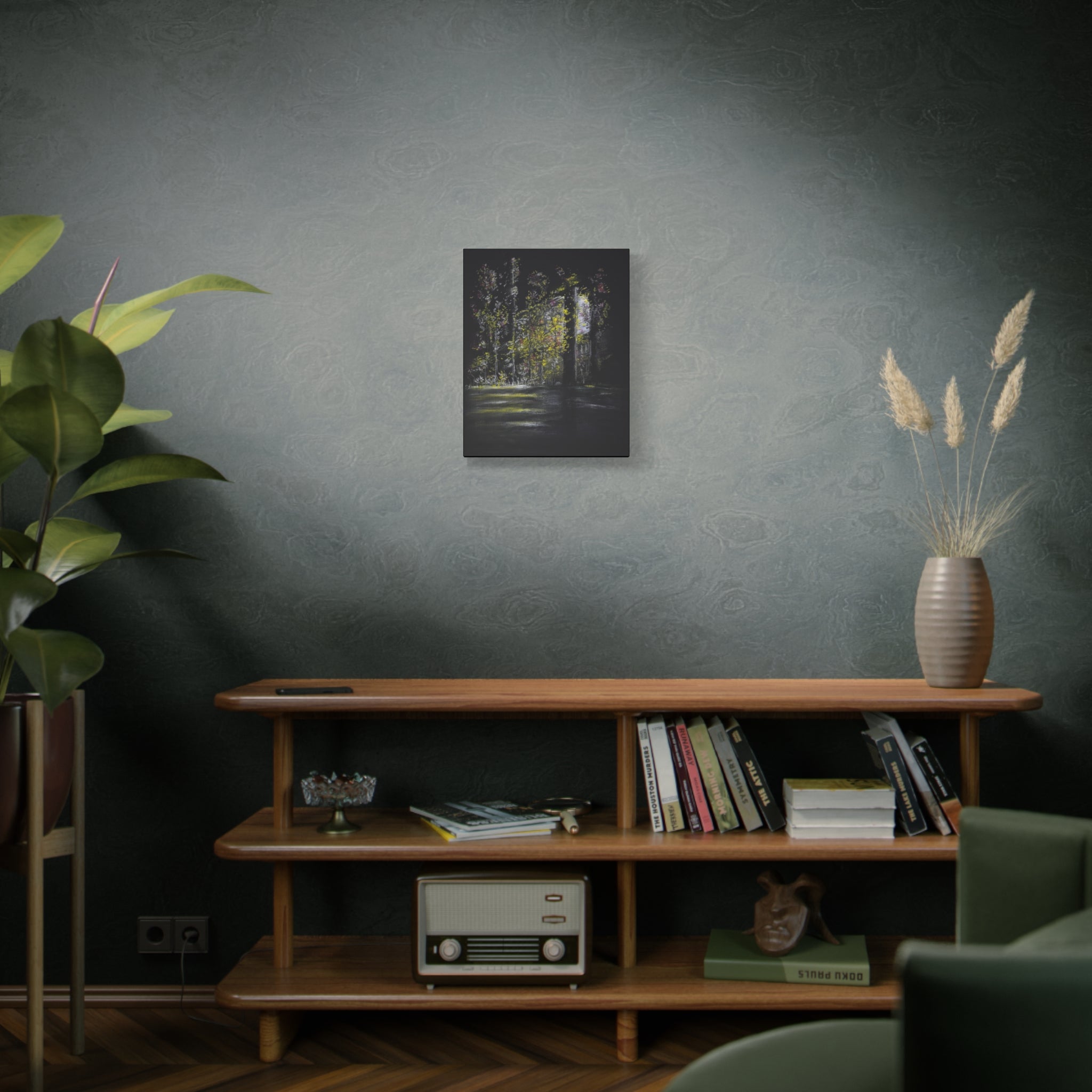 Matte Canvas - Moonlit Forest Landscape Stretched Art Print