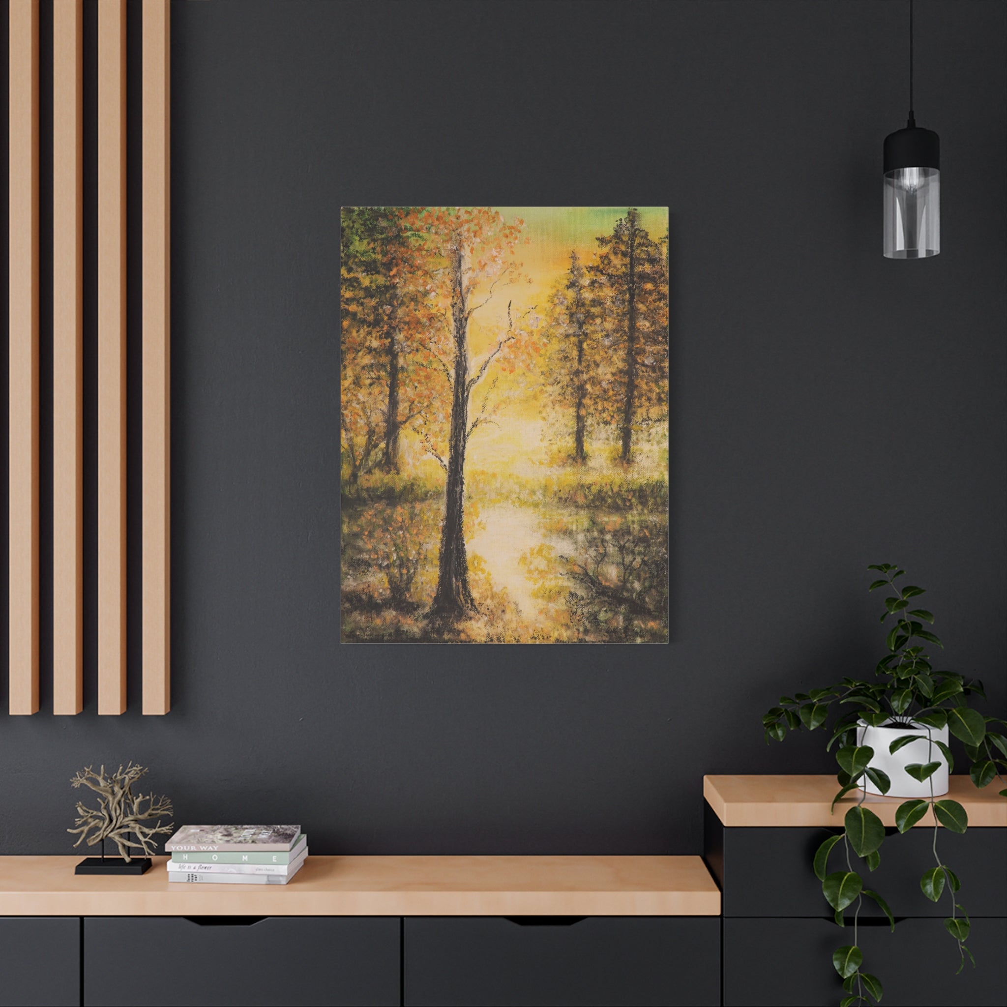 Autumn Forest Canvas Print — Golden Trees Stretched Matte Wall Art