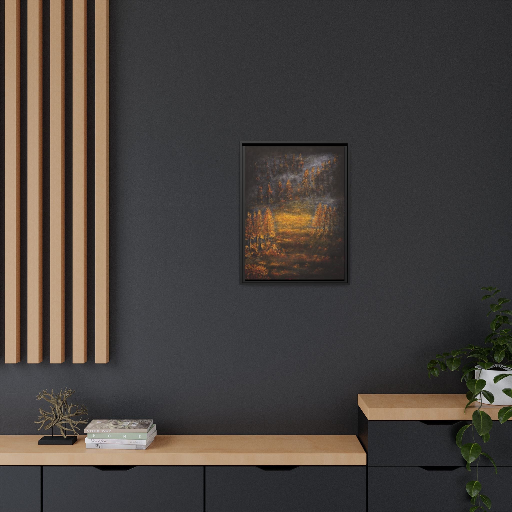 Autumn Glow Landscape - Framed Matte Canvas Wall Art