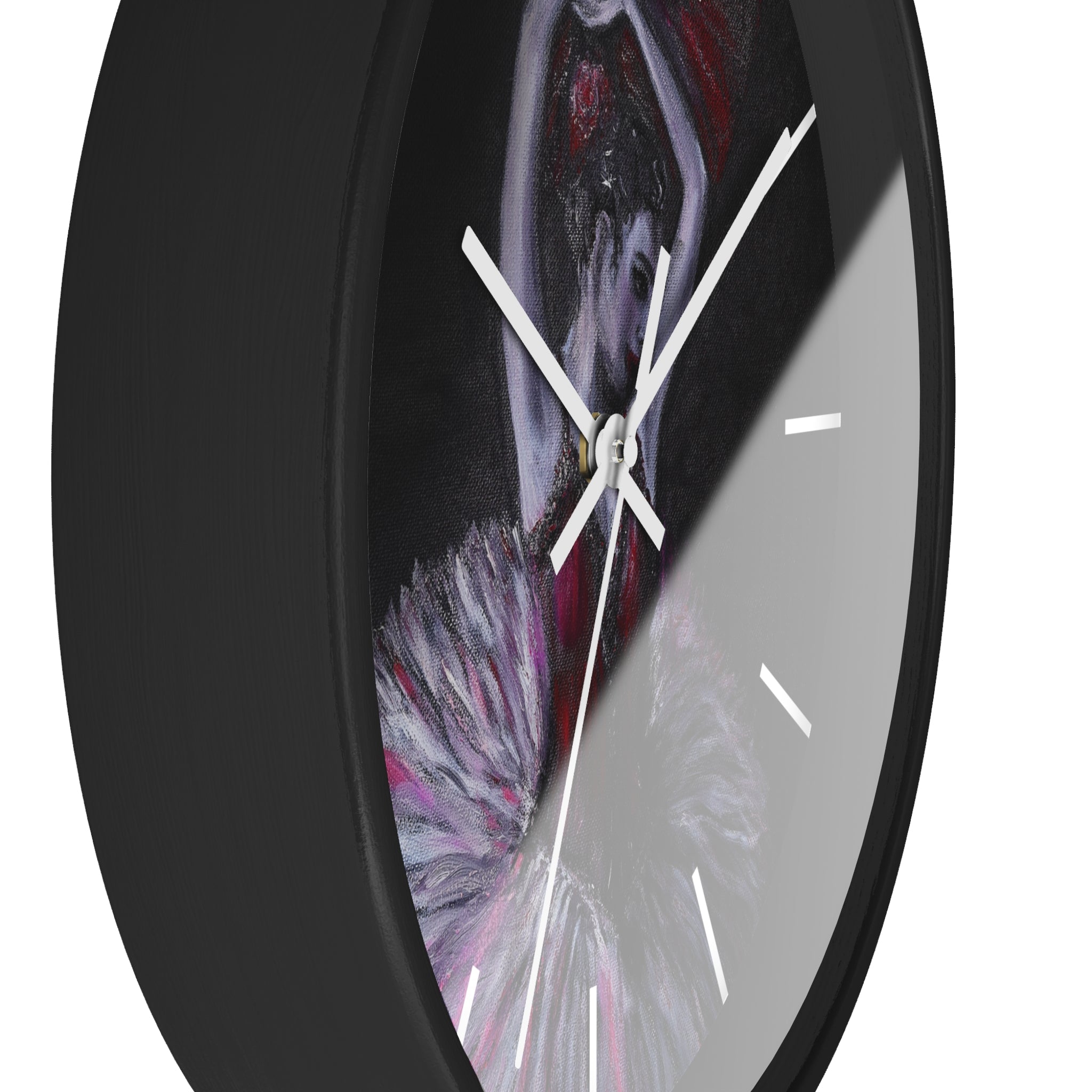 Ballet Dancer Wall Clock — Dramatic Red & Black Ballerina Art Timepiece