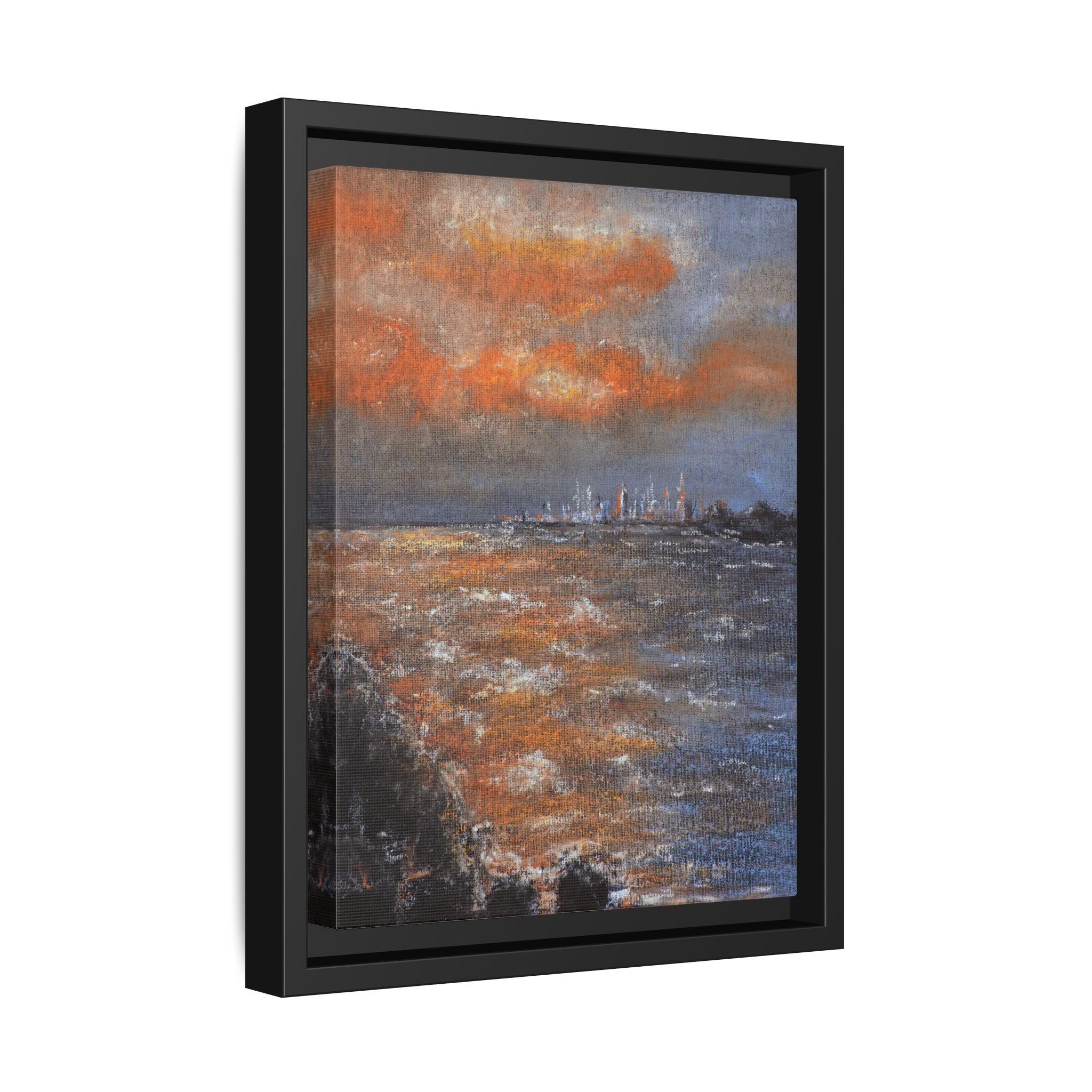 Framed Matte Canvas Print — Coastal Sunset Seascape