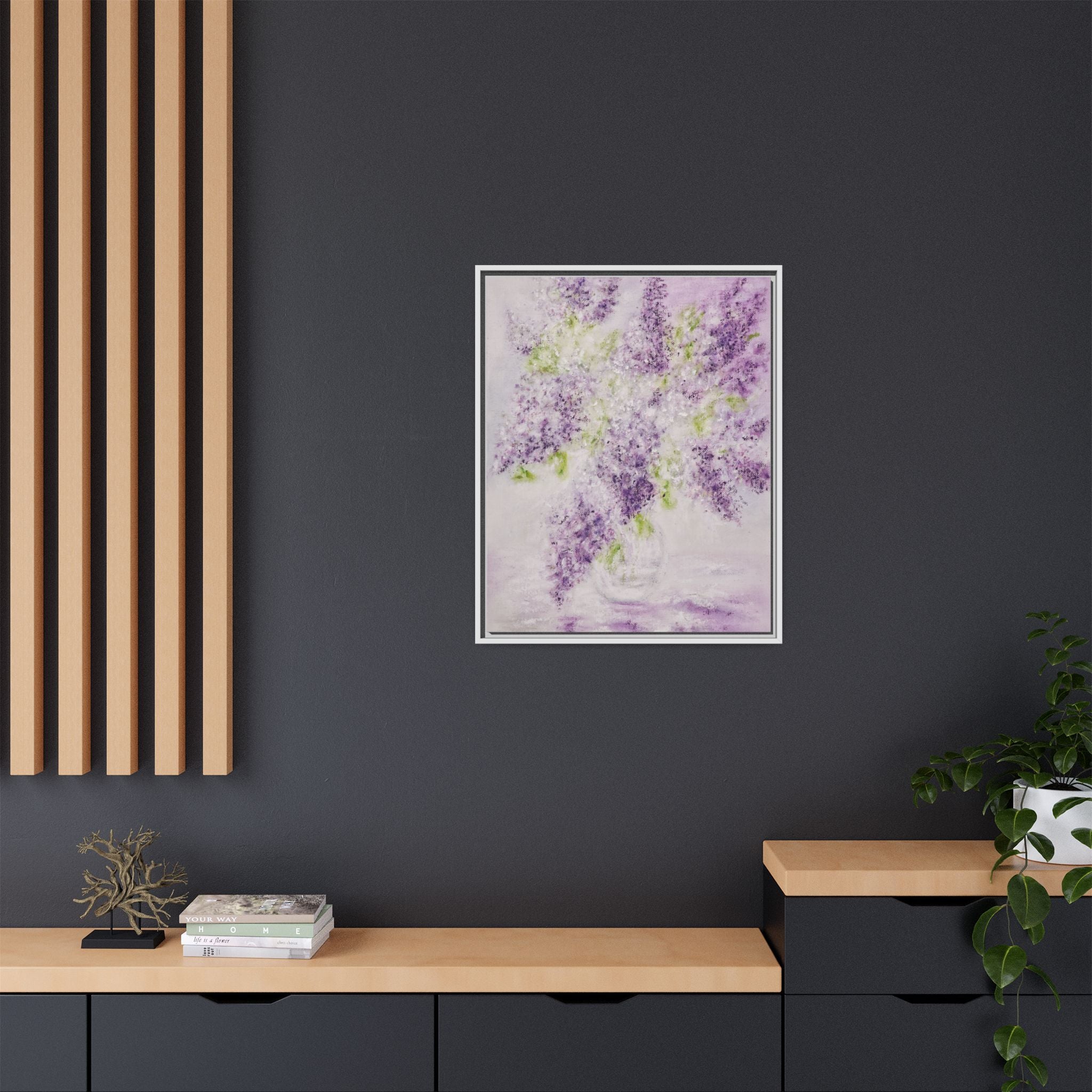 Framed Lilac Canvas Print — Matte Floral Wall Art