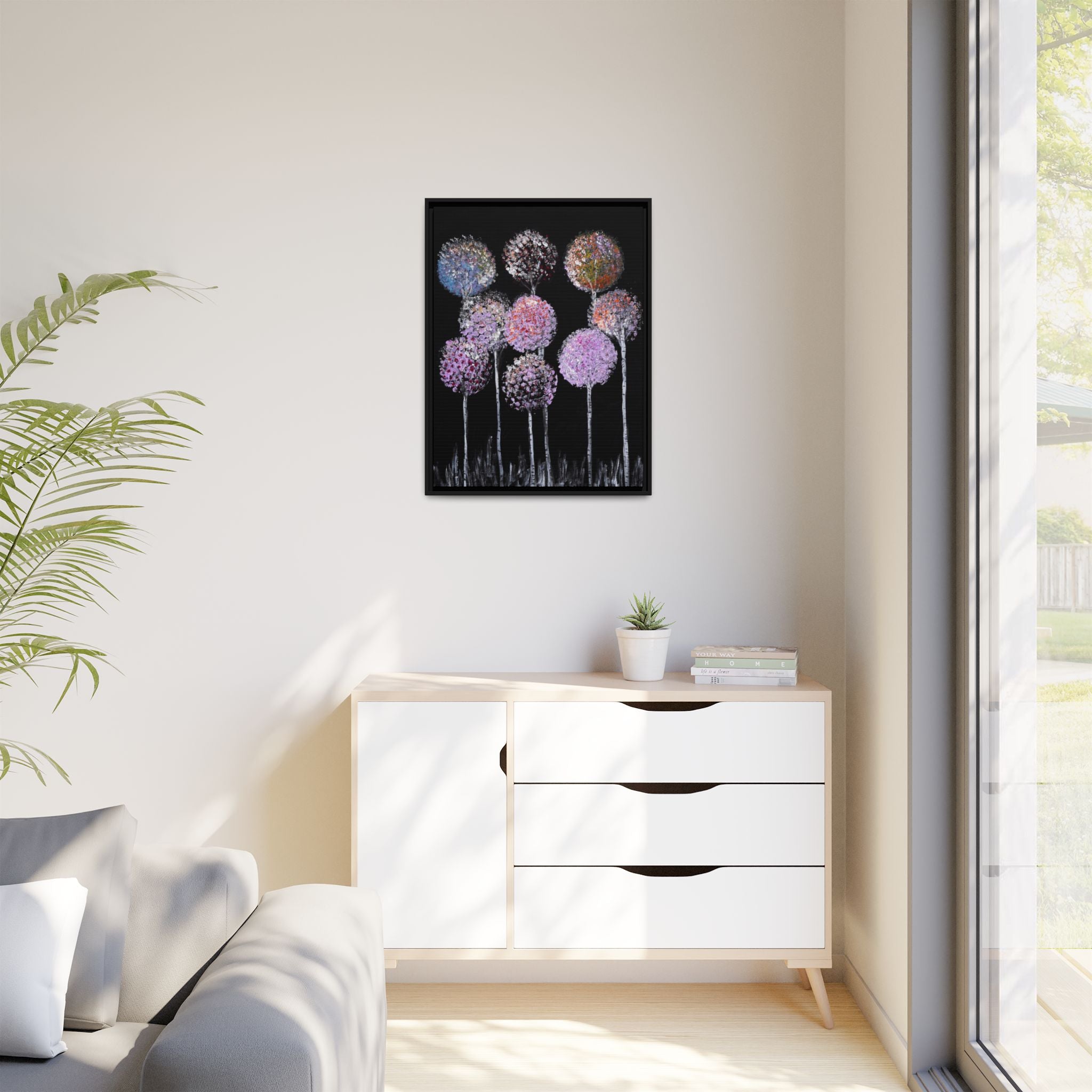 Framed Matte Canvas-Pastel Floral Art