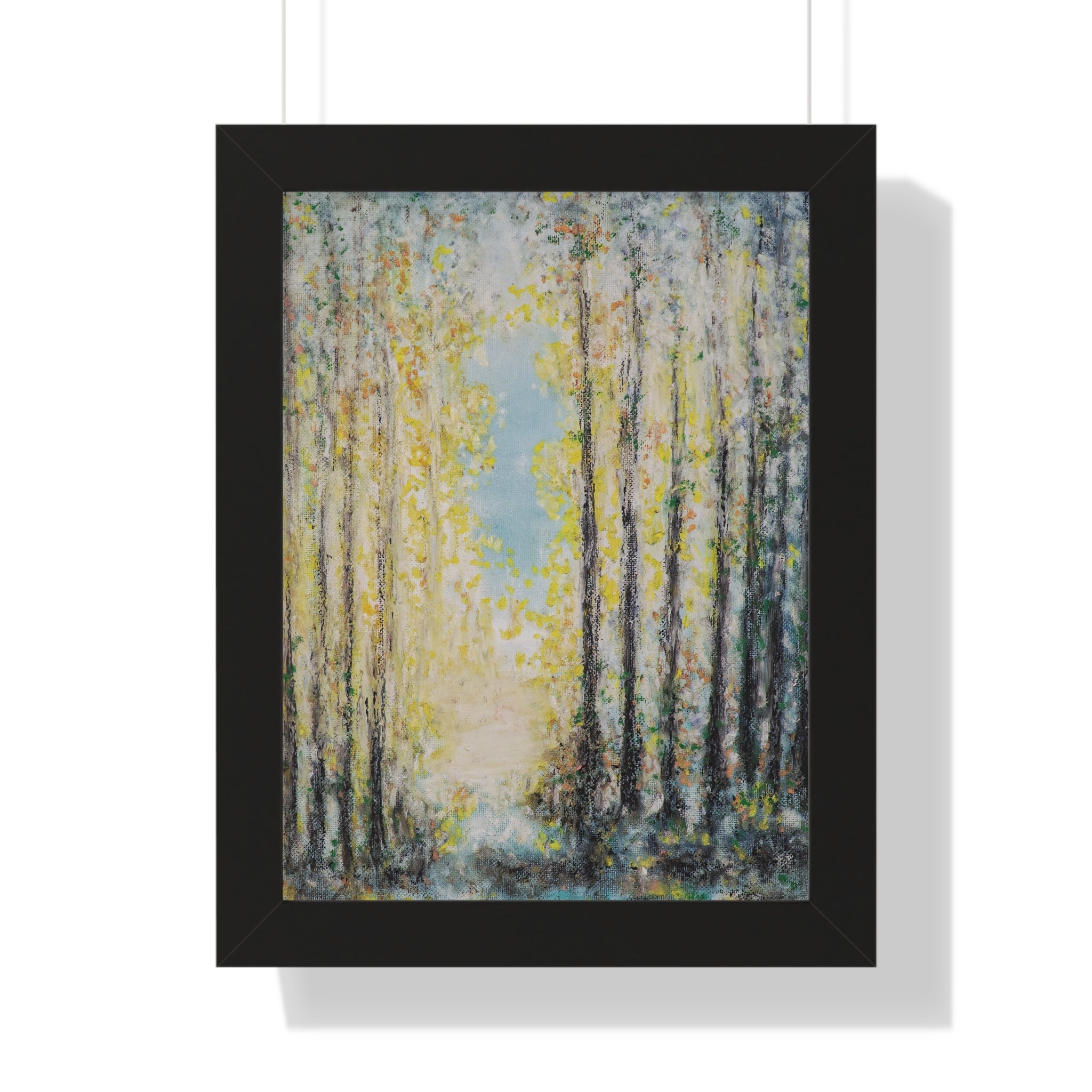 Framed Poster — Serene Sunlit Forest Vertical Art Print