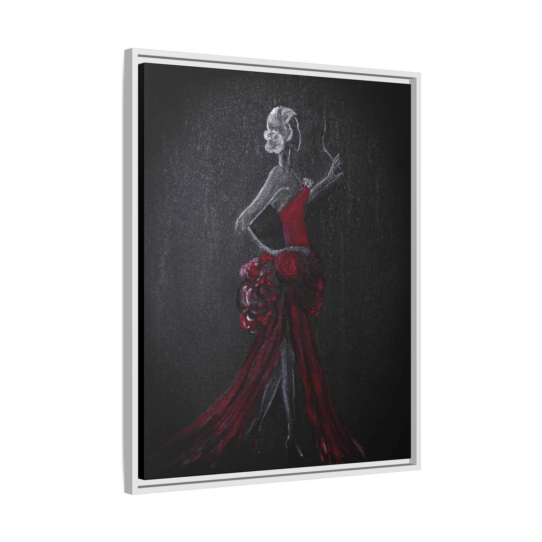 Framed Matte Canvas - Red Flamenco Dancer Art Print