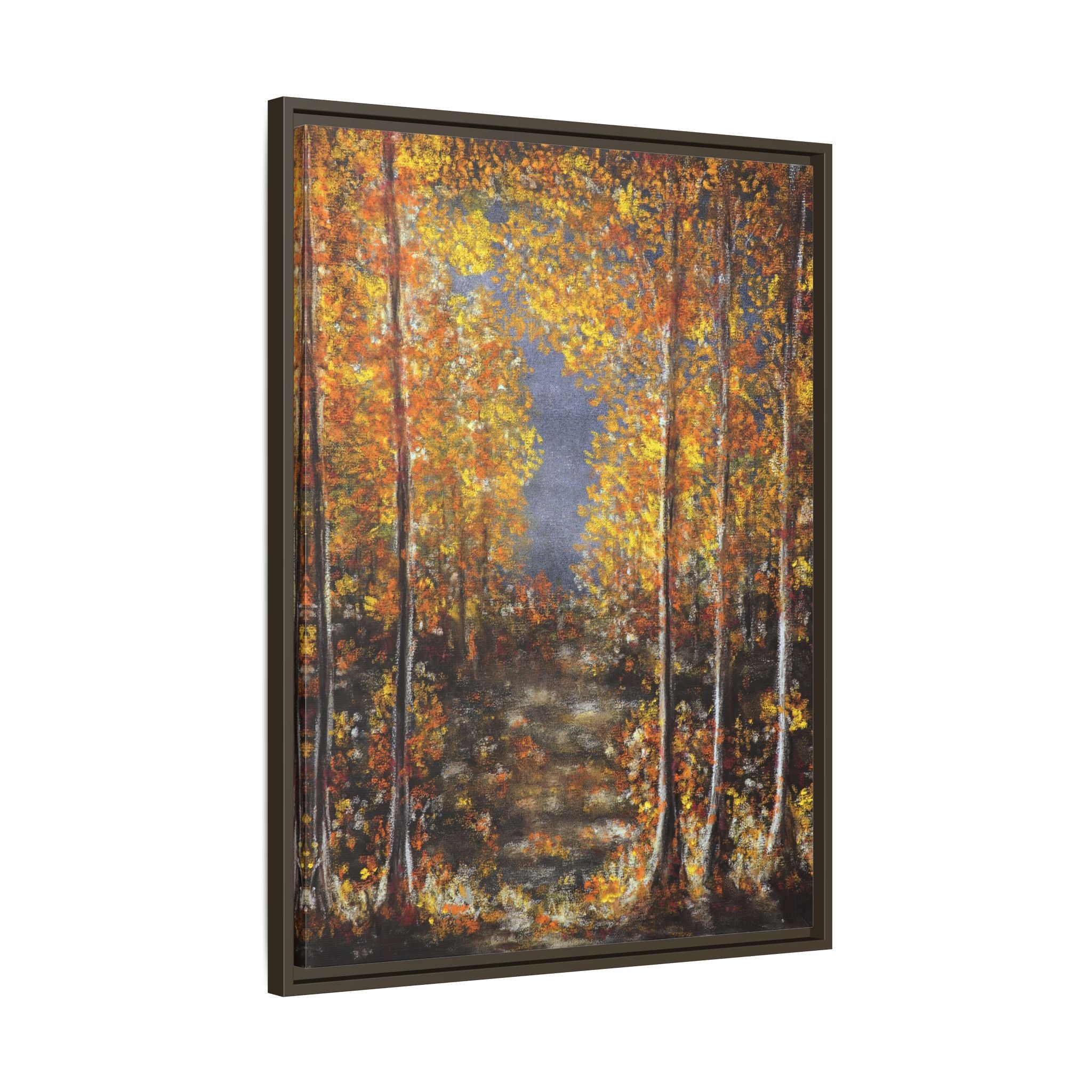 Framed Canvas Art - Autumn Forest Trees Landscape