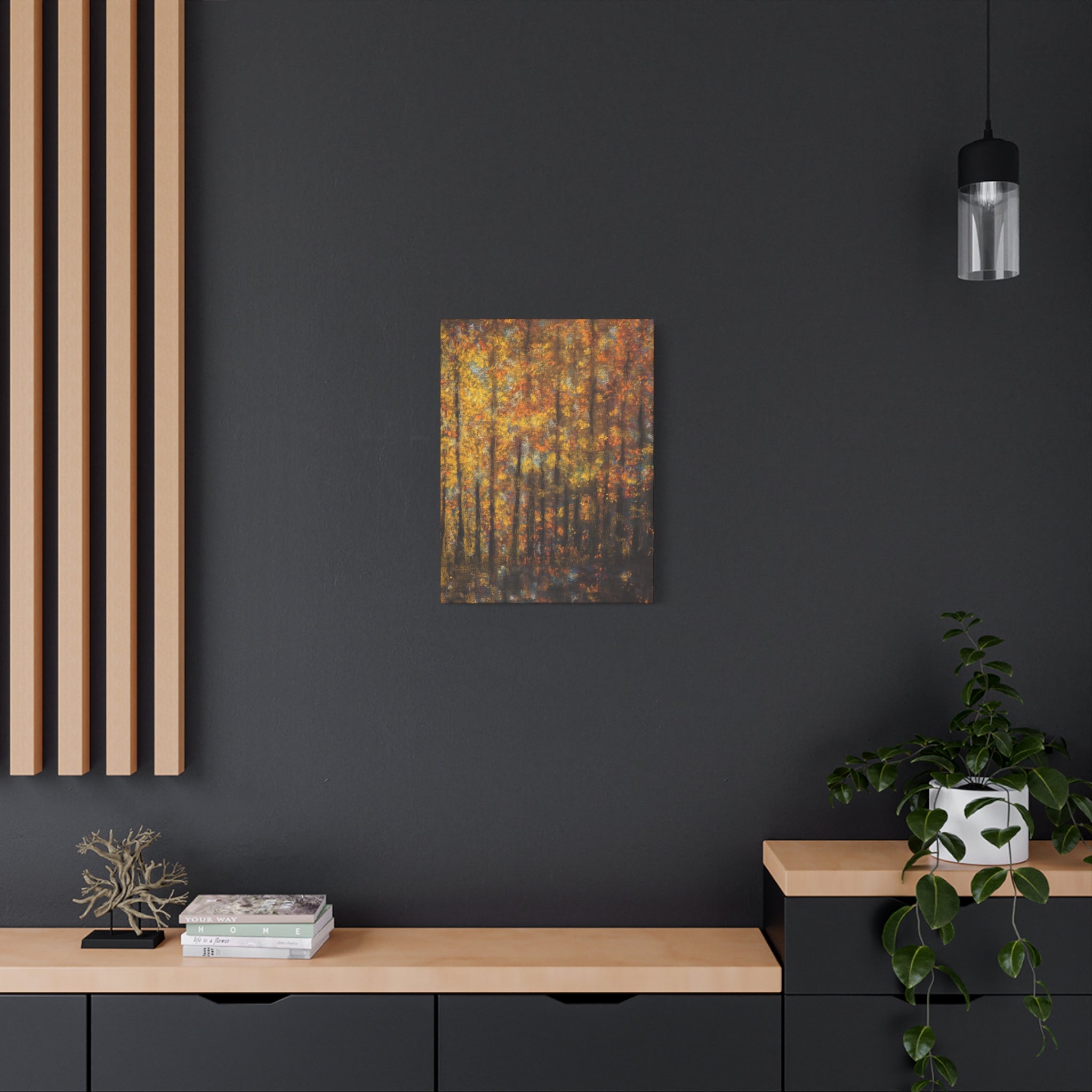 Autumn Forest Matte Canvas Wall Art – Golden Fall Trees