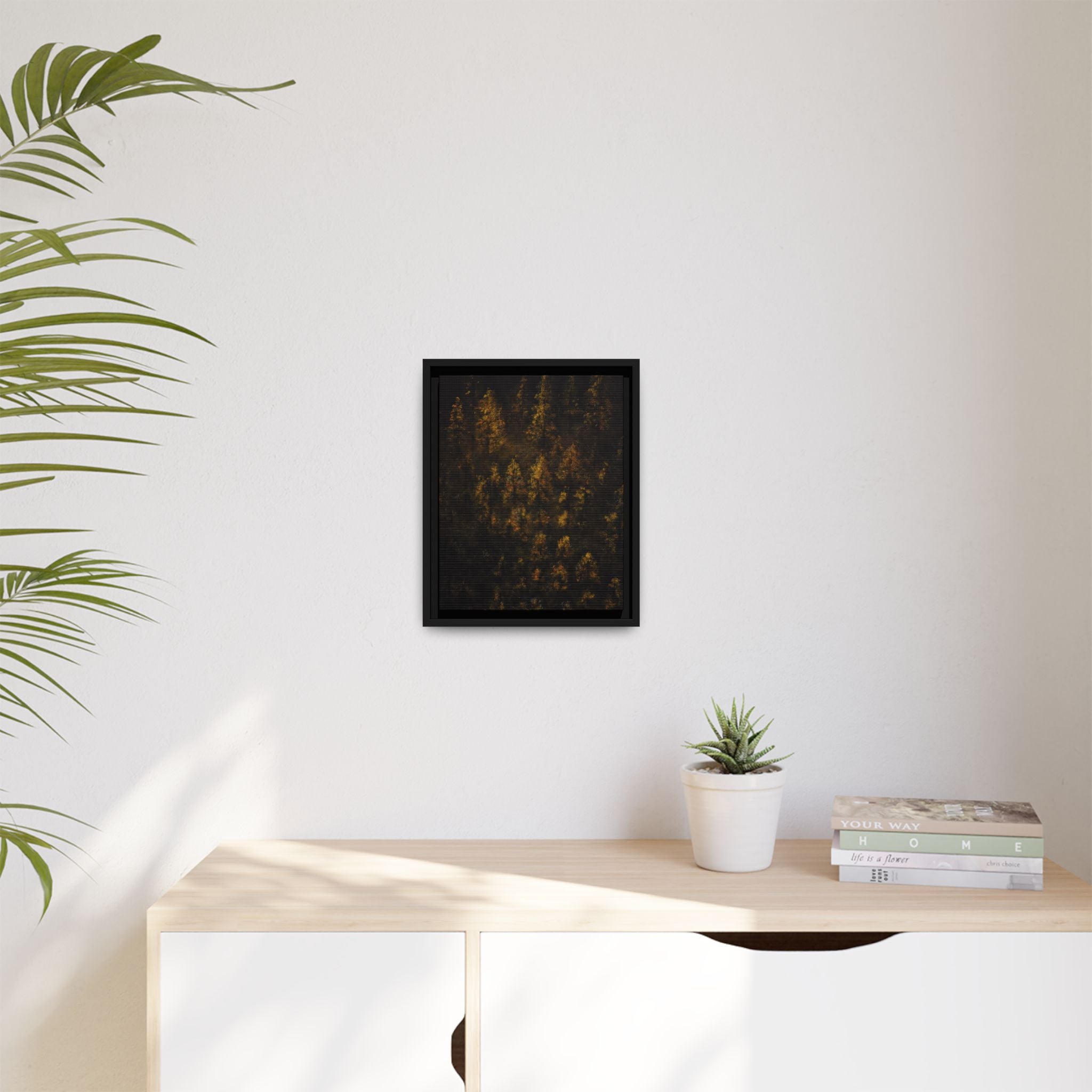 Framed Matte Canvas Forest Print — Golden Autumn Trees Wall Art
