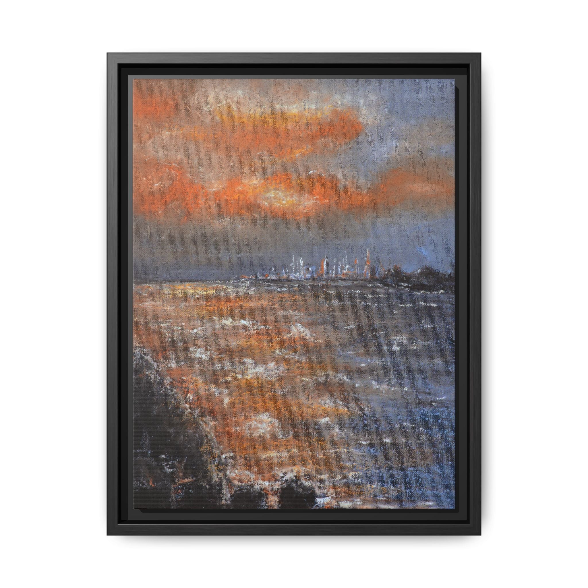 Framed Matte Canvas Print — Coastal Sunset Seascape