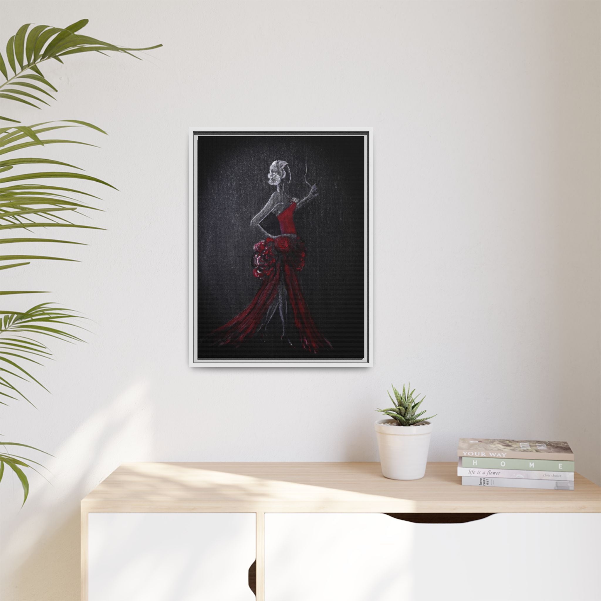 Framed Matte Canvas - Red Flamenco Dancer Art Print
