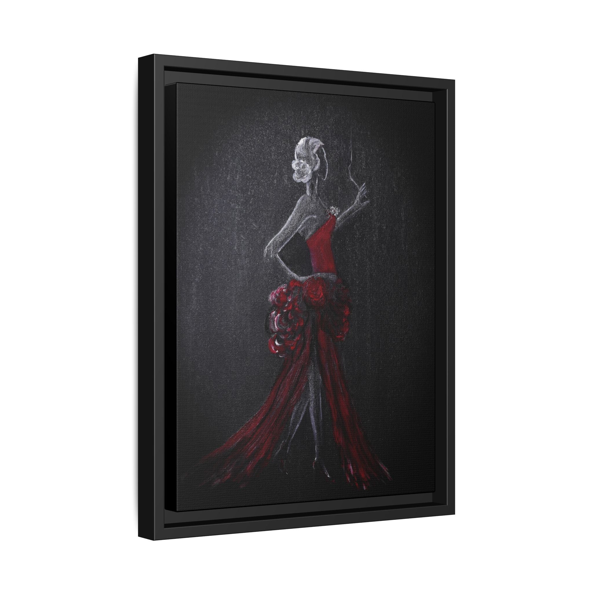 Framed Matte Canvas - Red Flamenco Dancer Art Print