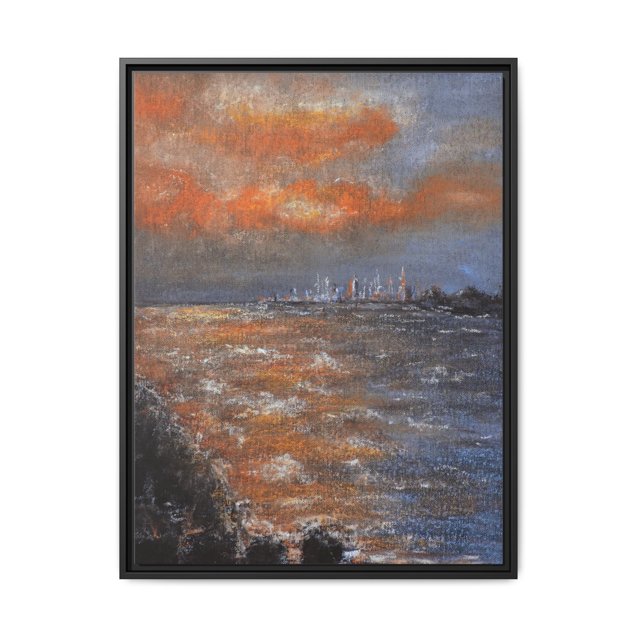 Framed Matte Canvas Print — Coastal Sunset Seascape