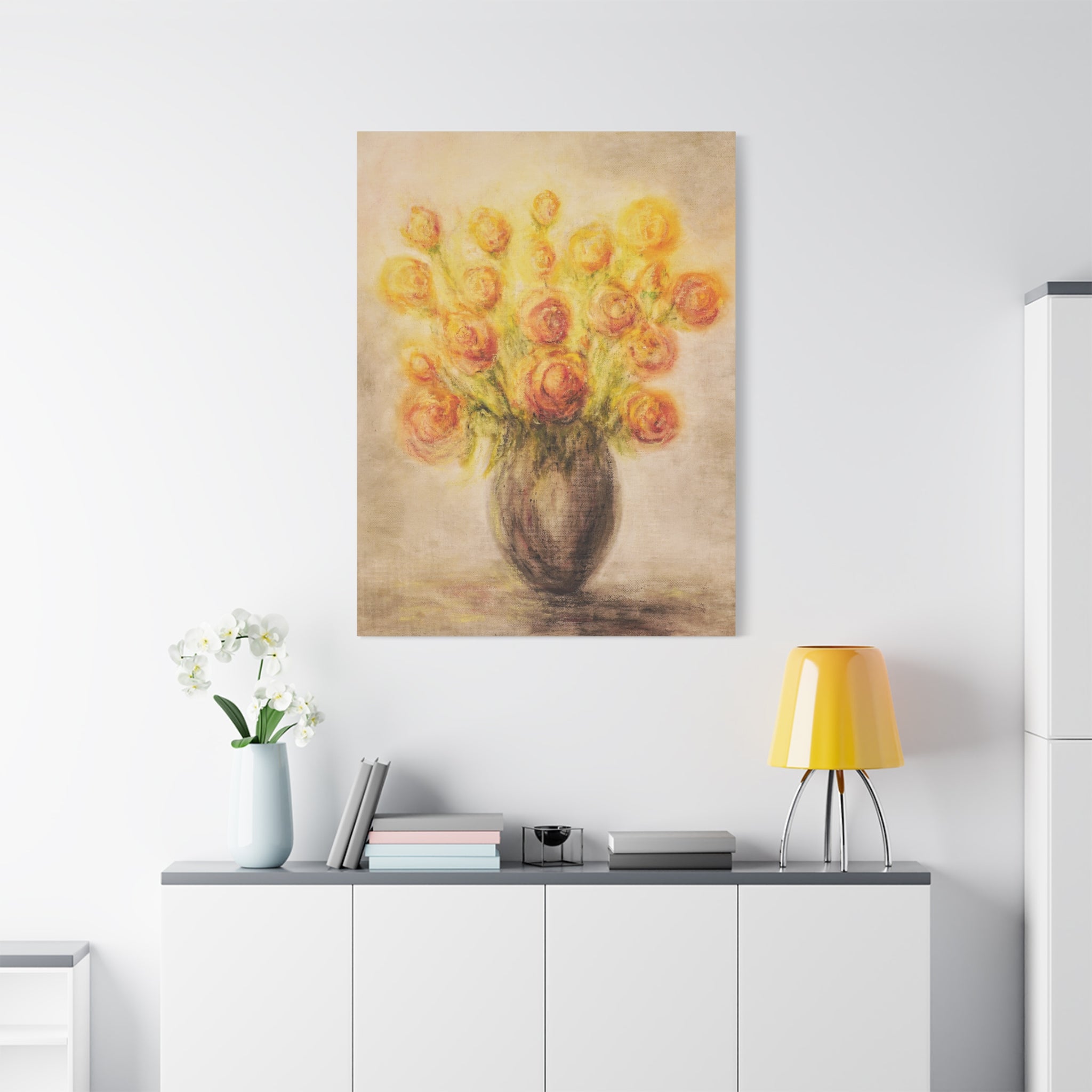 Matte Canvas Print - Golden Rose Bouquet Wall Art (Stretched 1.25")