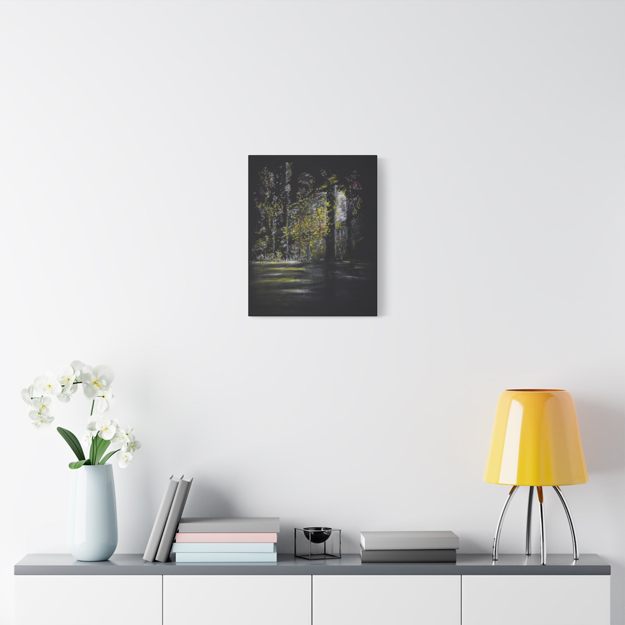 Matte Canvas - Moonlit Forest Landscape Stretched Art Print