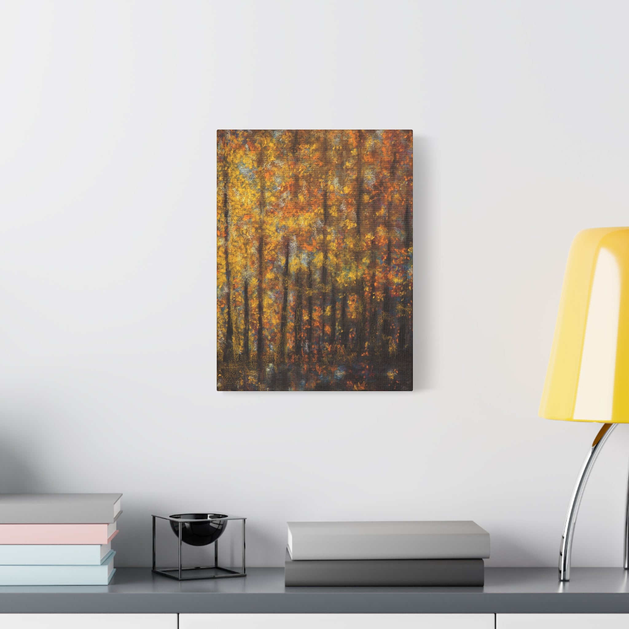 Autumn Forest Matte Canvas Wall Art – Golden Fall Trees