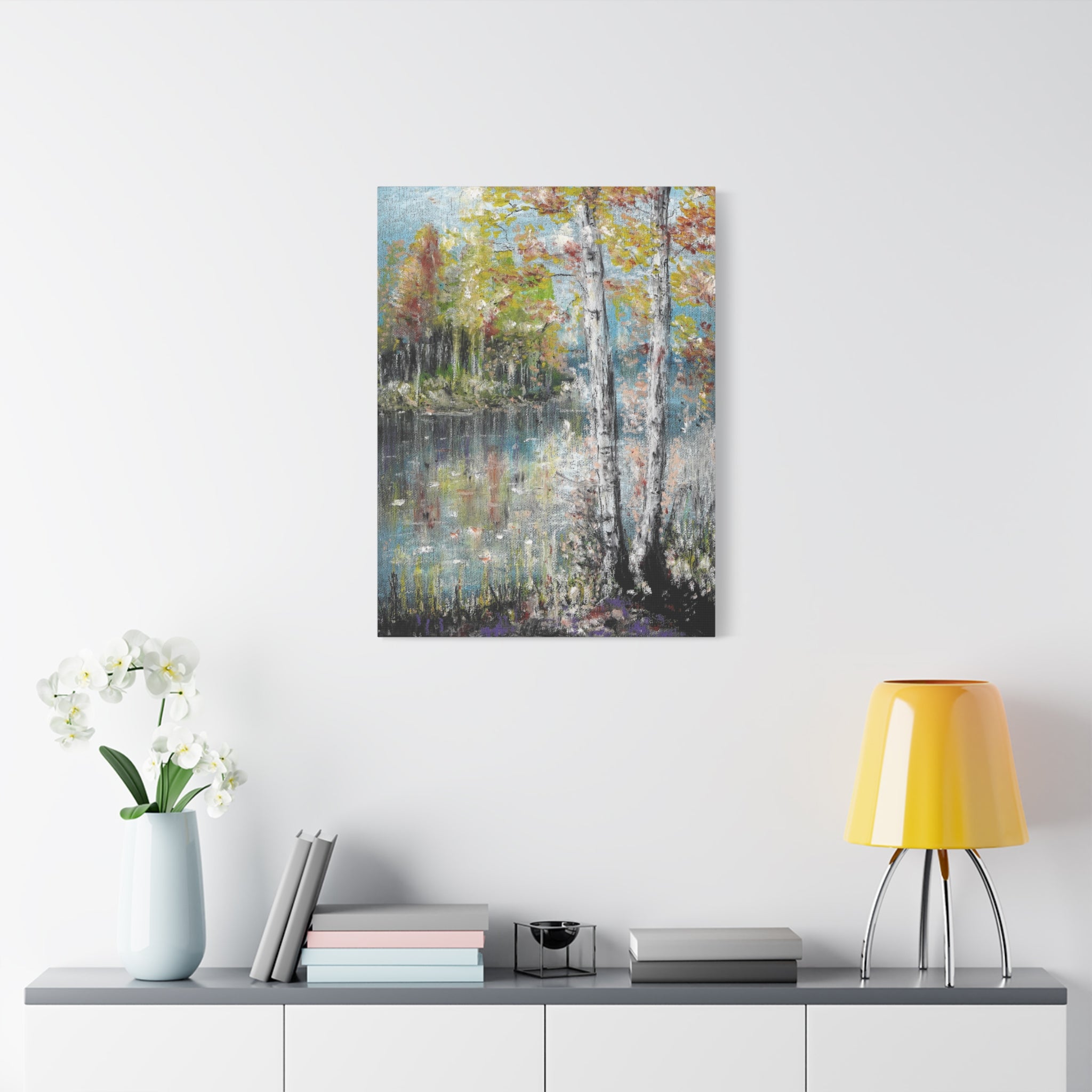 Trees by the Lake – Matte Stretched Canvas Wall Art