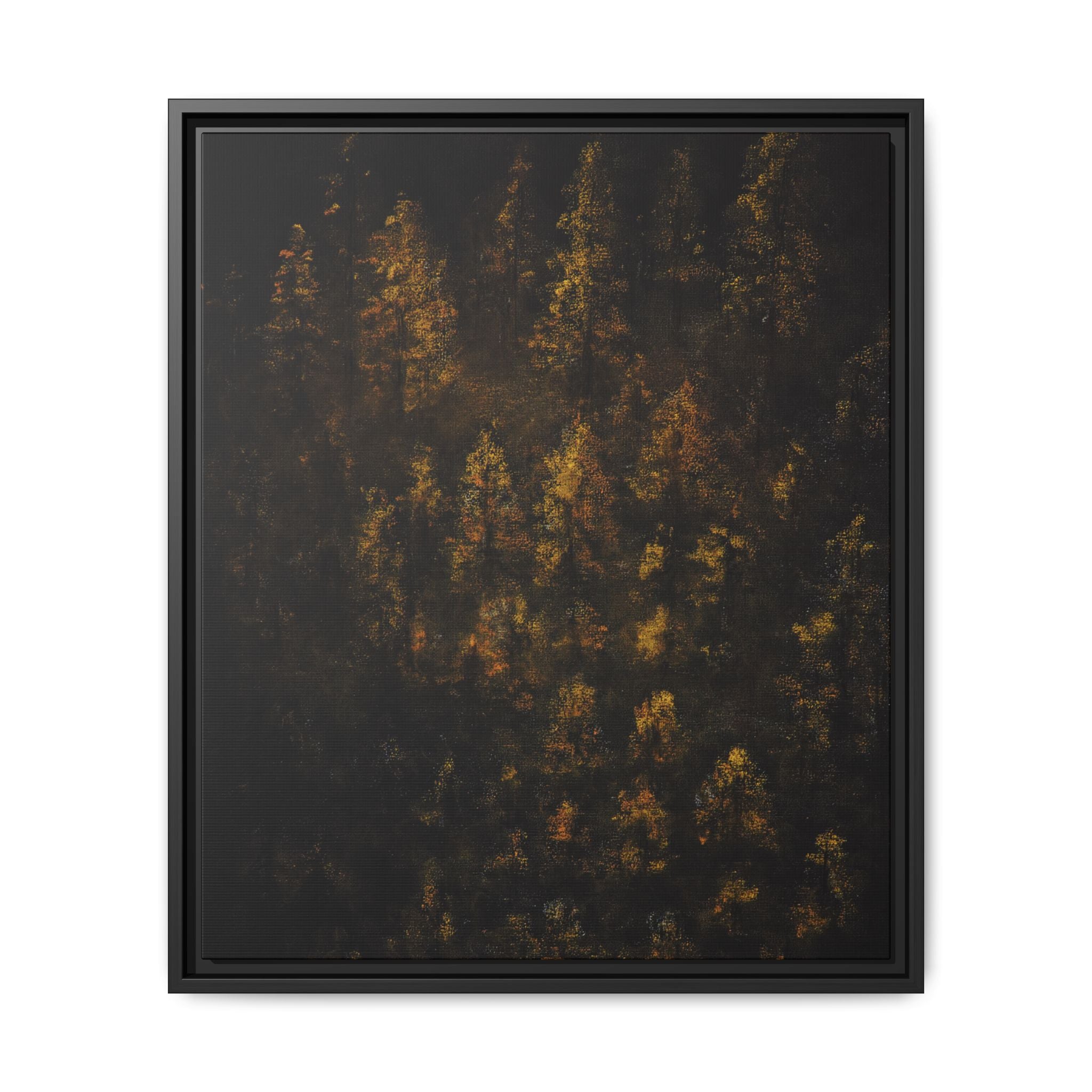 Framed Matte Canvas Forest Print — Golden Autumn Trees Wall Art