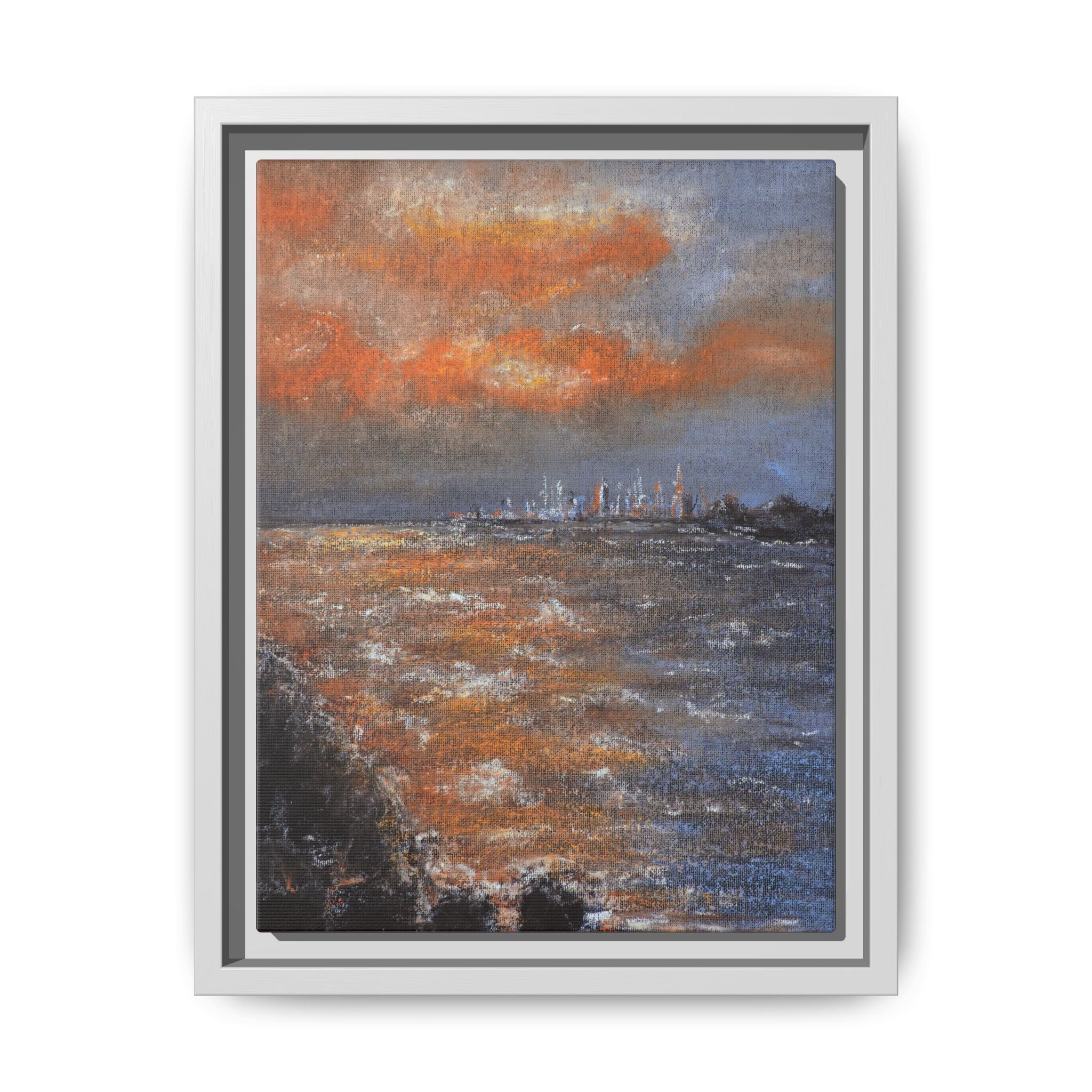 Framed Matte Canvas Print — Coastal Sunset Seascape