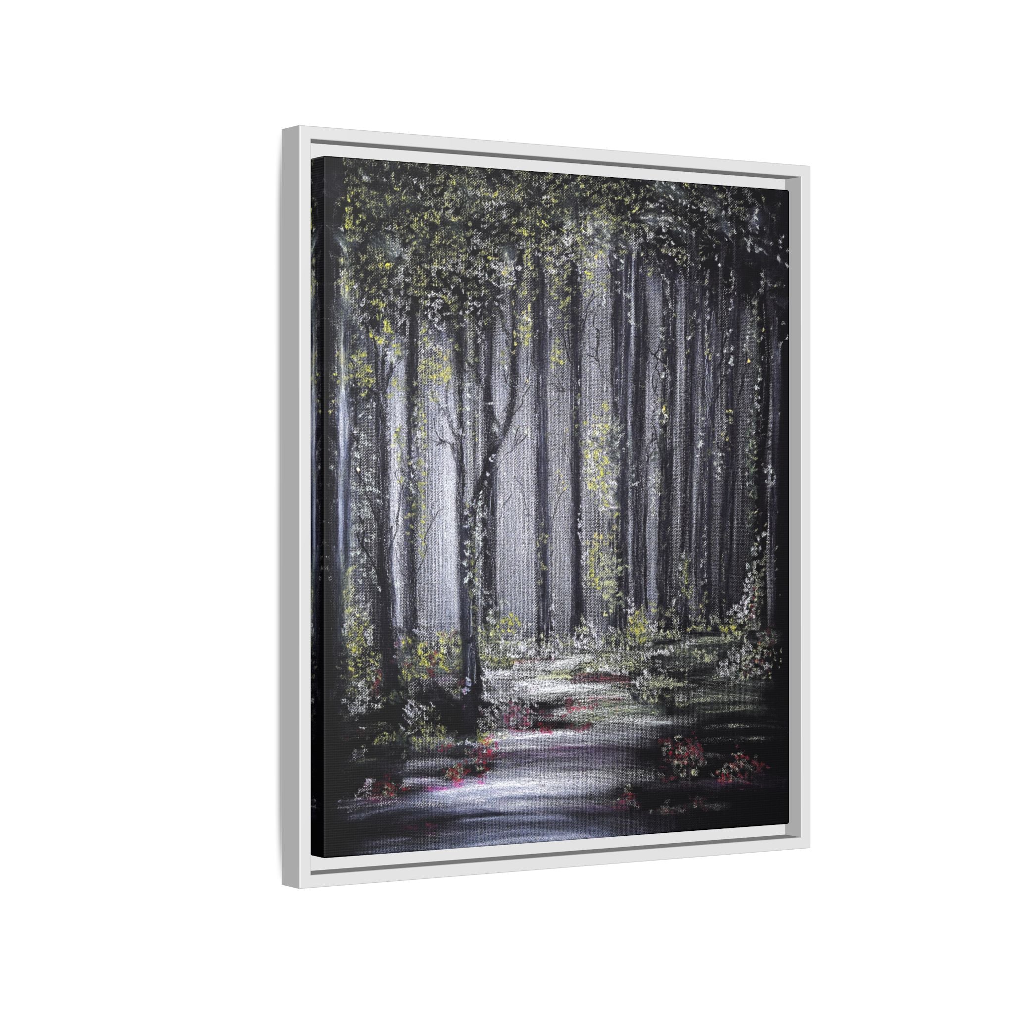 Framed Forest Path Matte Canvas Print — Serene Woodland Wall Art