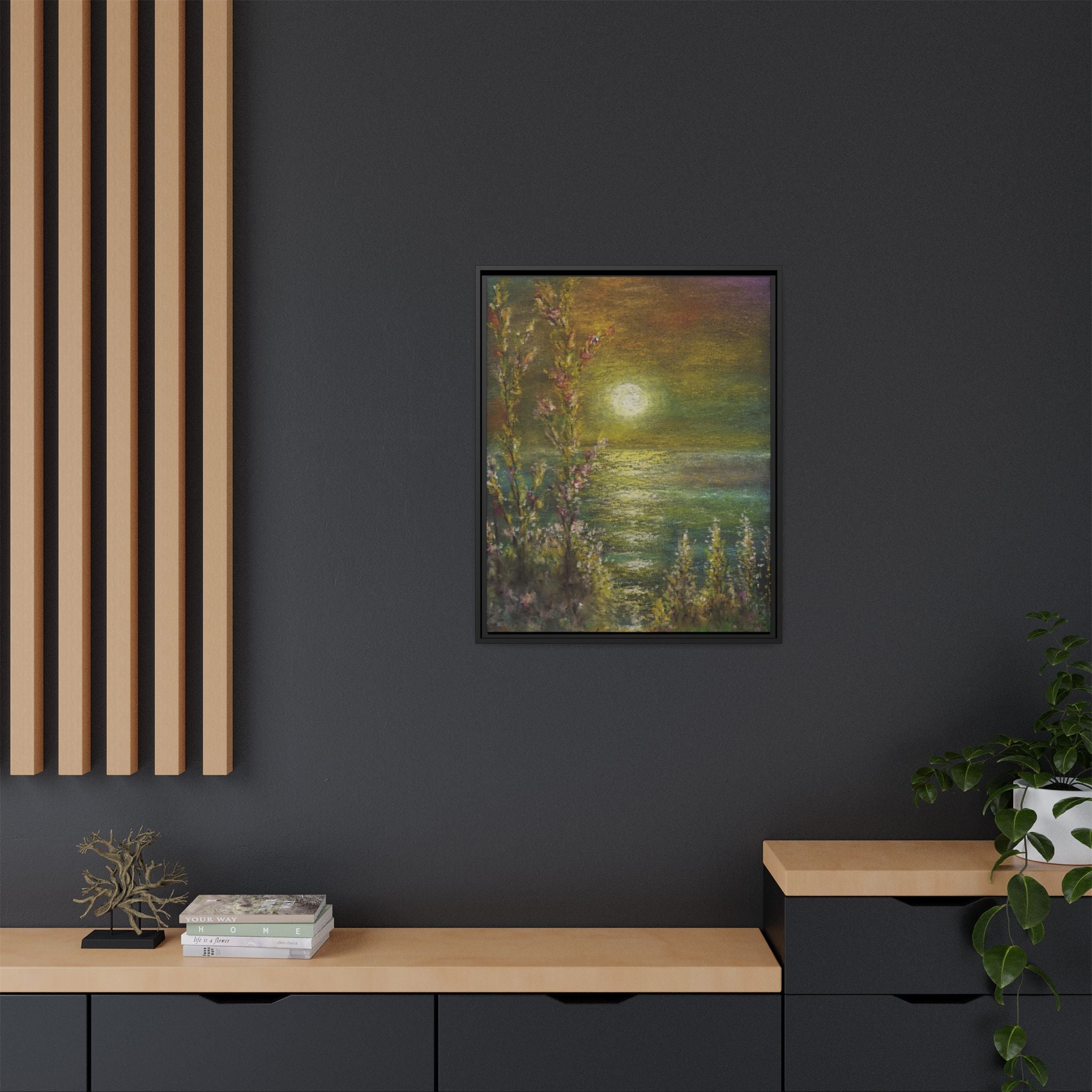 Framed Matte Canvas Print — Tranquil Moonlit Seascape