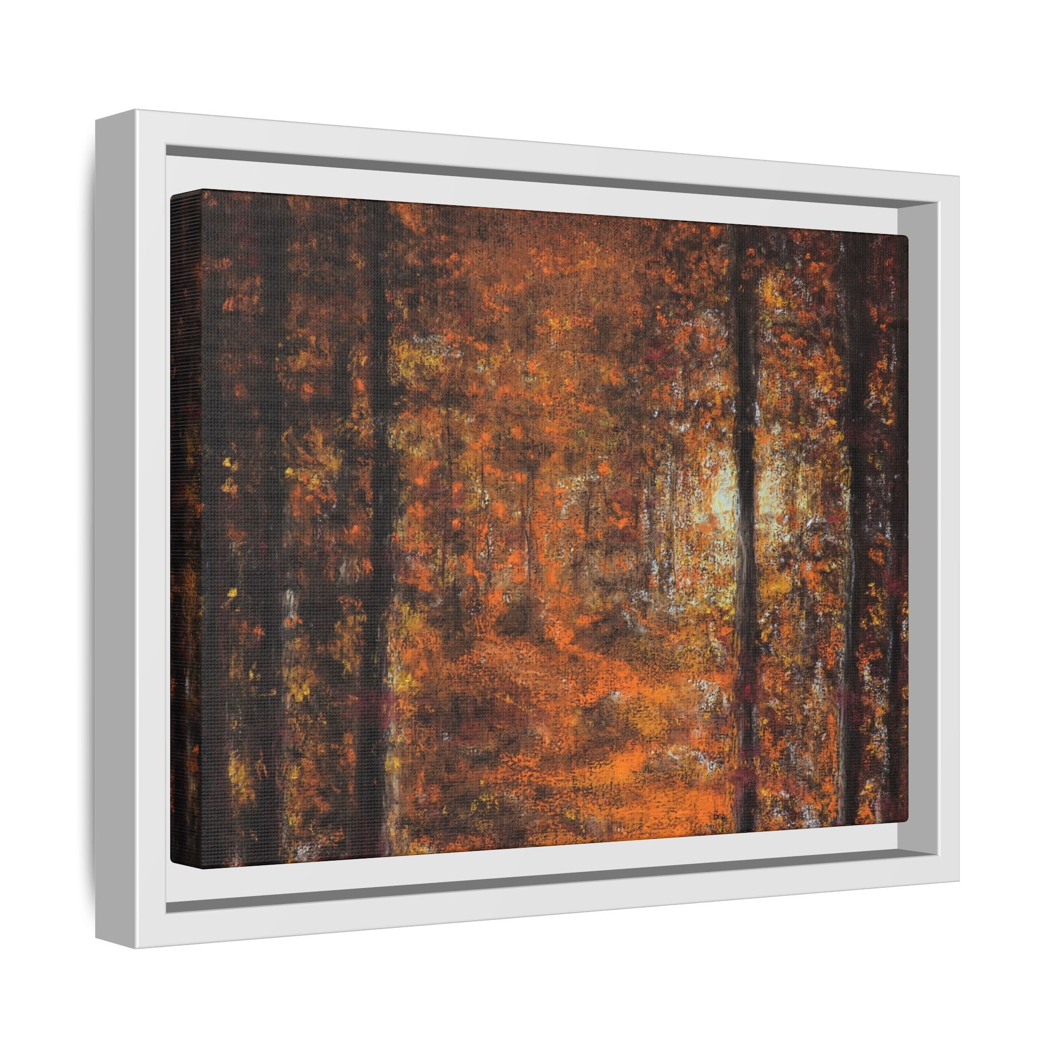 Autumn Forest Path Matte Canvas Framed Wall Art